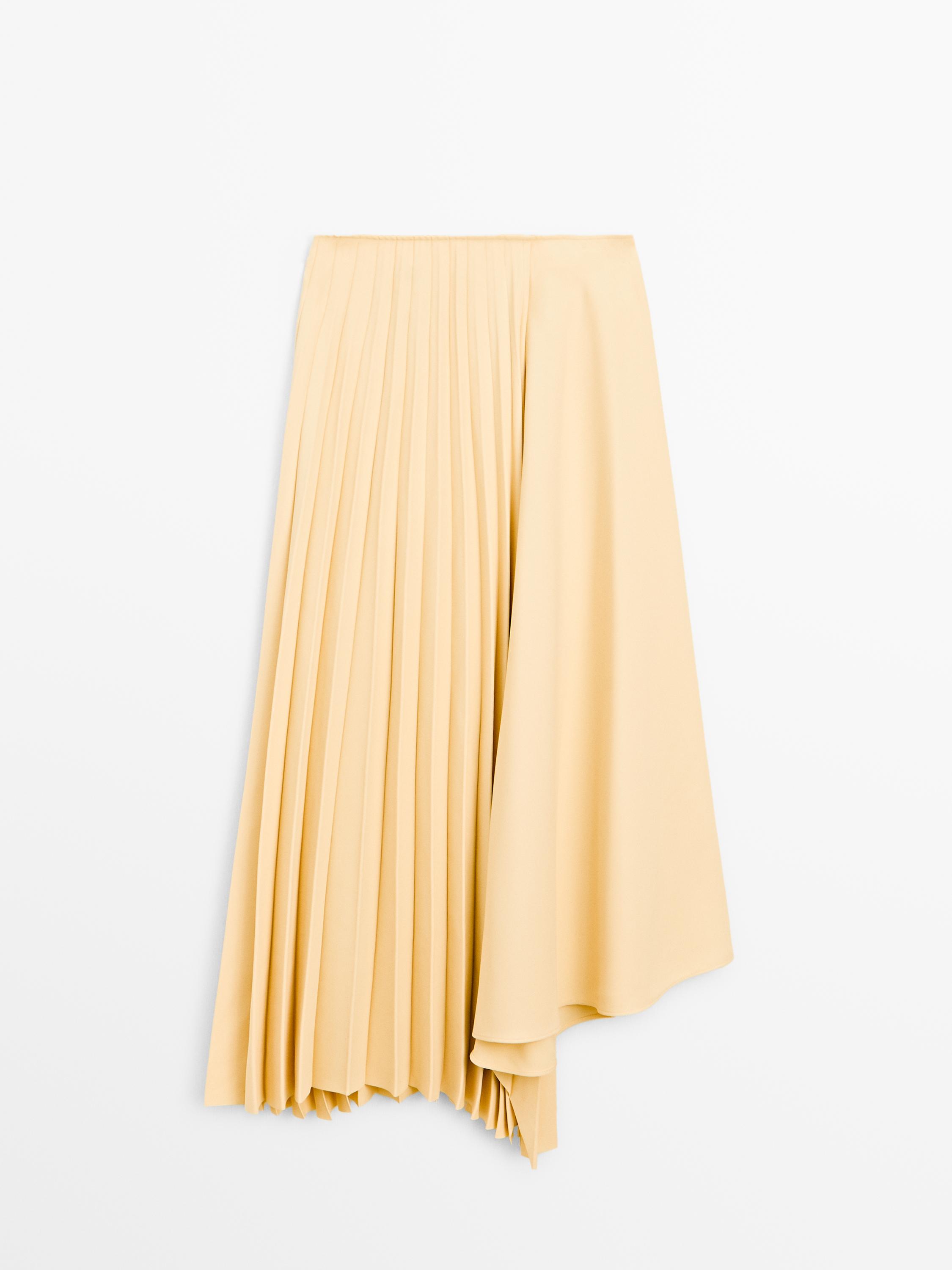 Denim midi skirt with plank detail