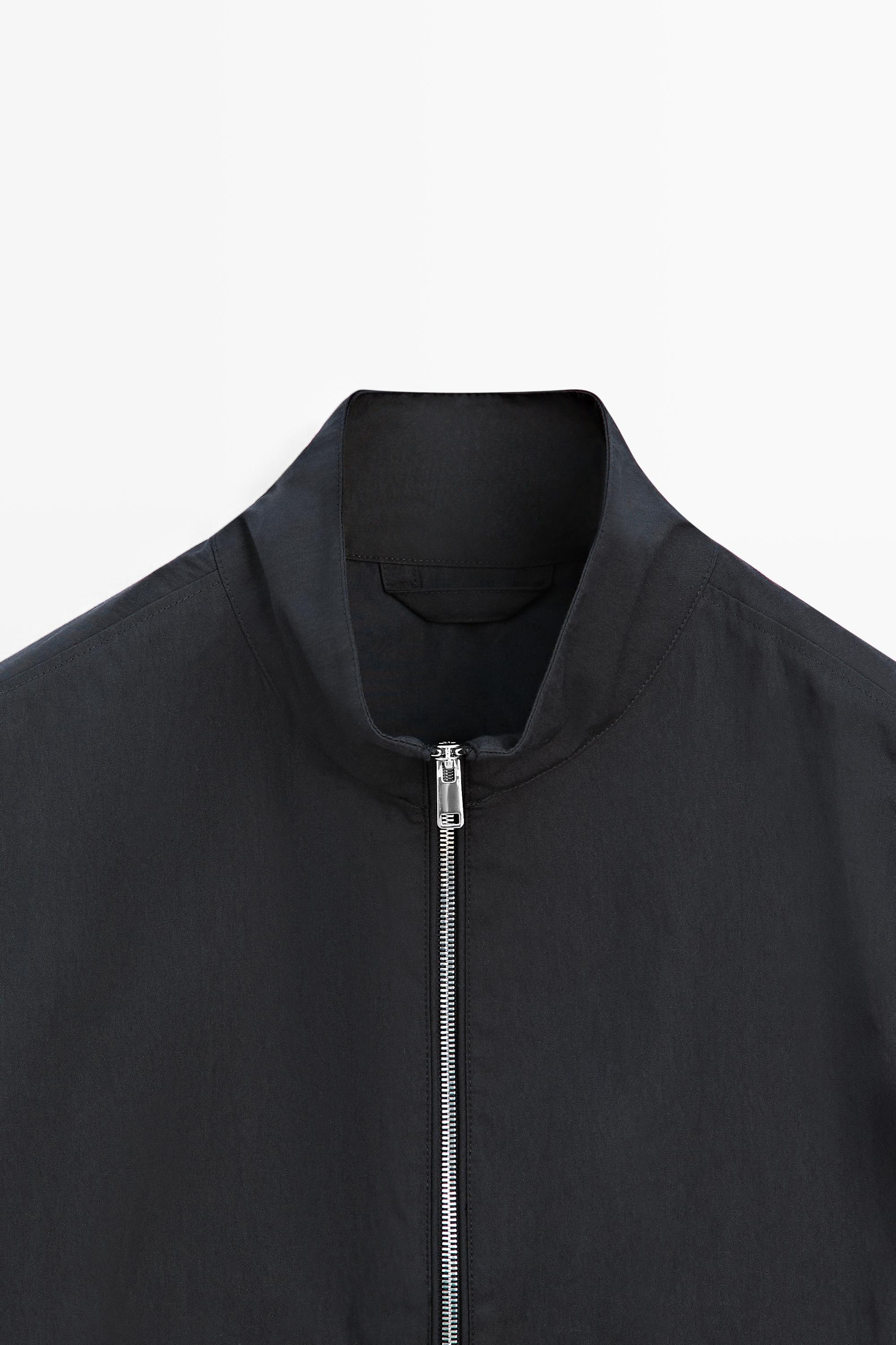 Cotton blend high-neck jacket — DARK NAVY