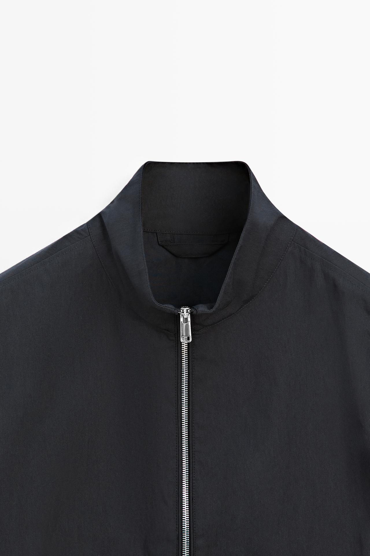 Cotton blend high-neck jacket — DARK NAVY