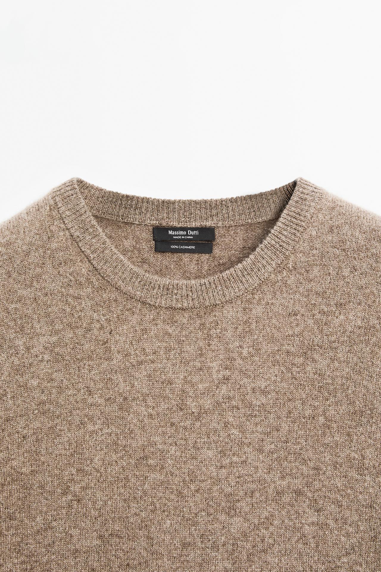 100% cashmere long sleeve sweater — MOLE BROWN