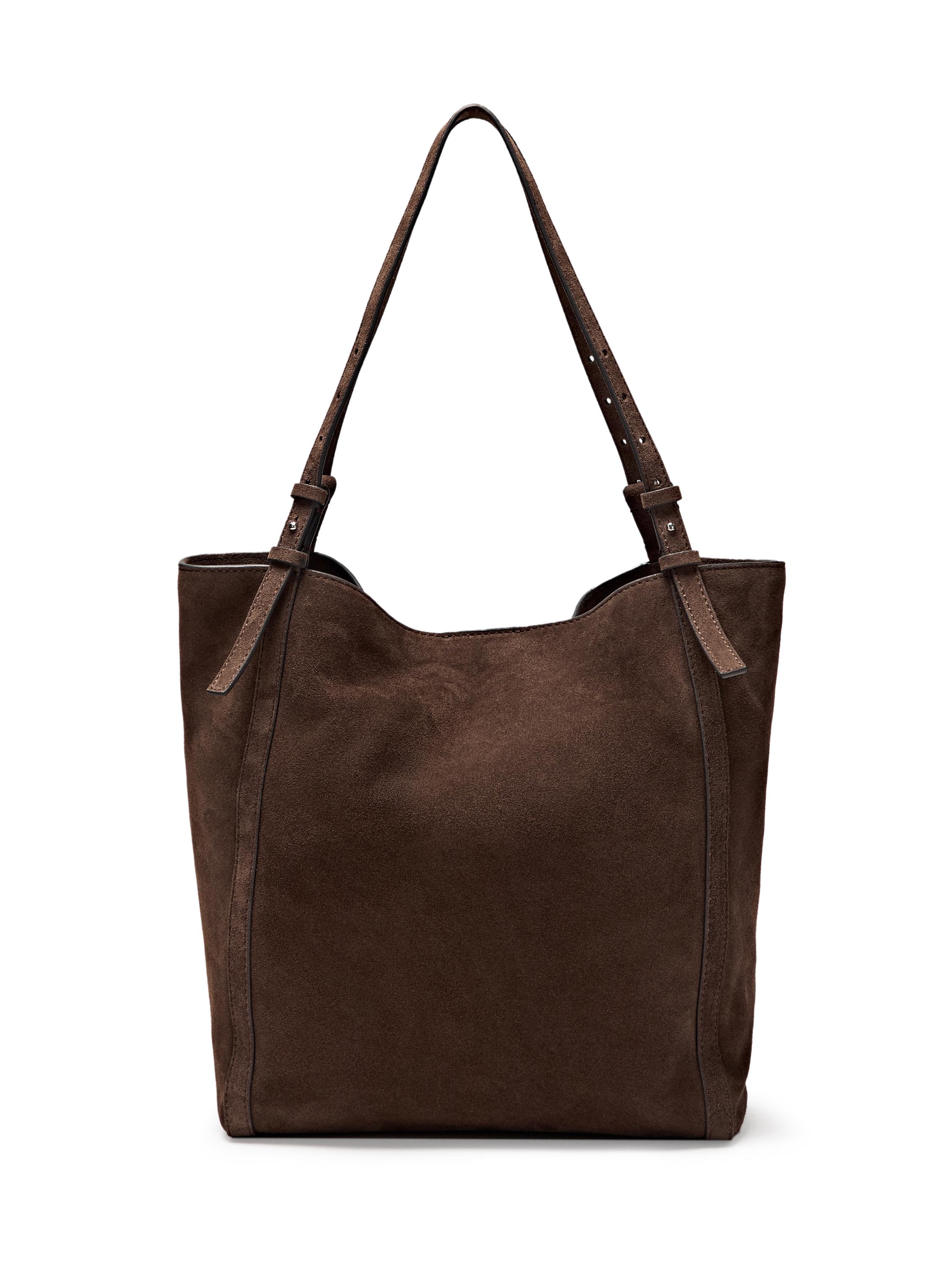 Split suede leather tote bag — MINK