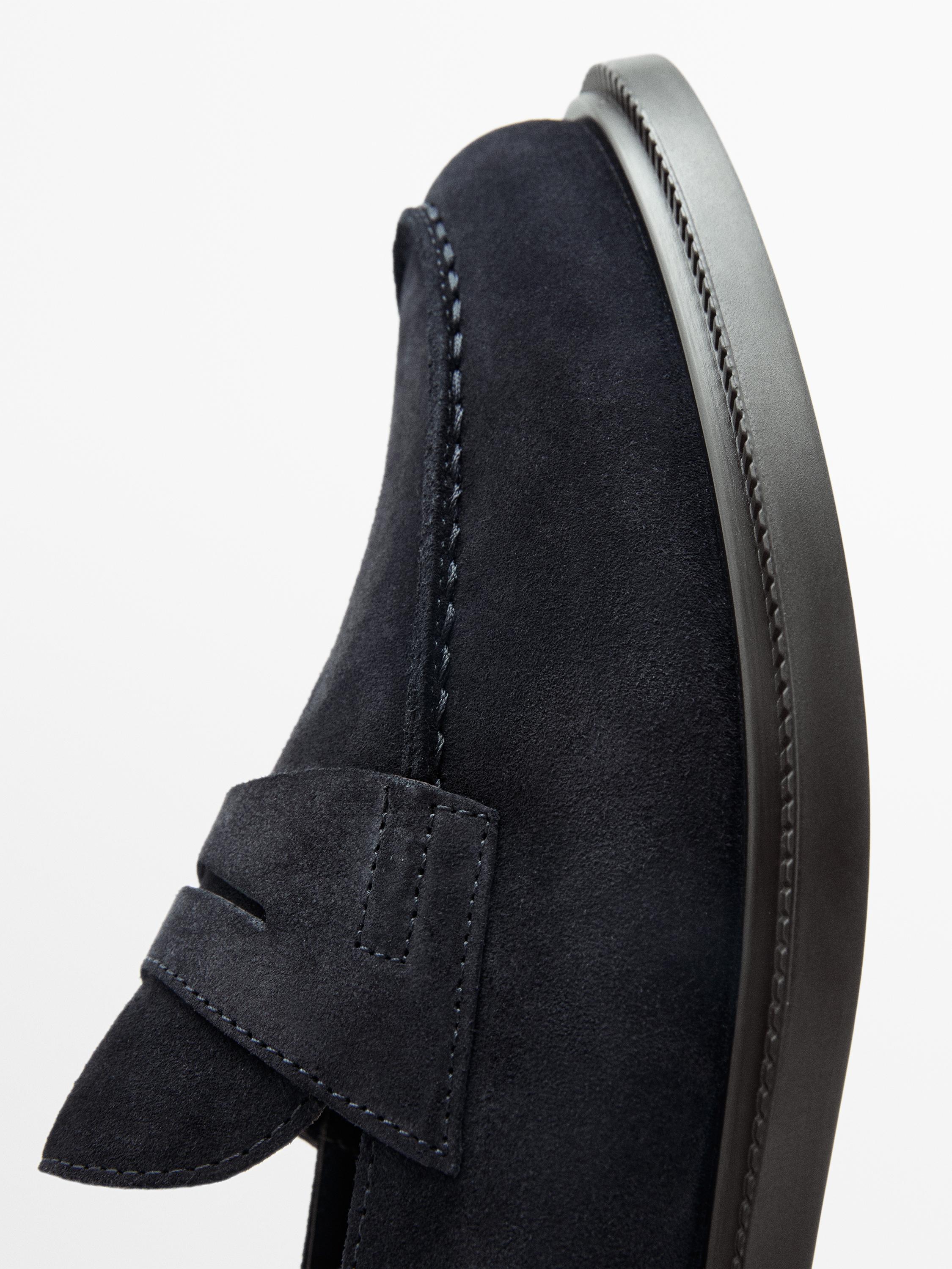 Split leather penny loafers — Dark blue