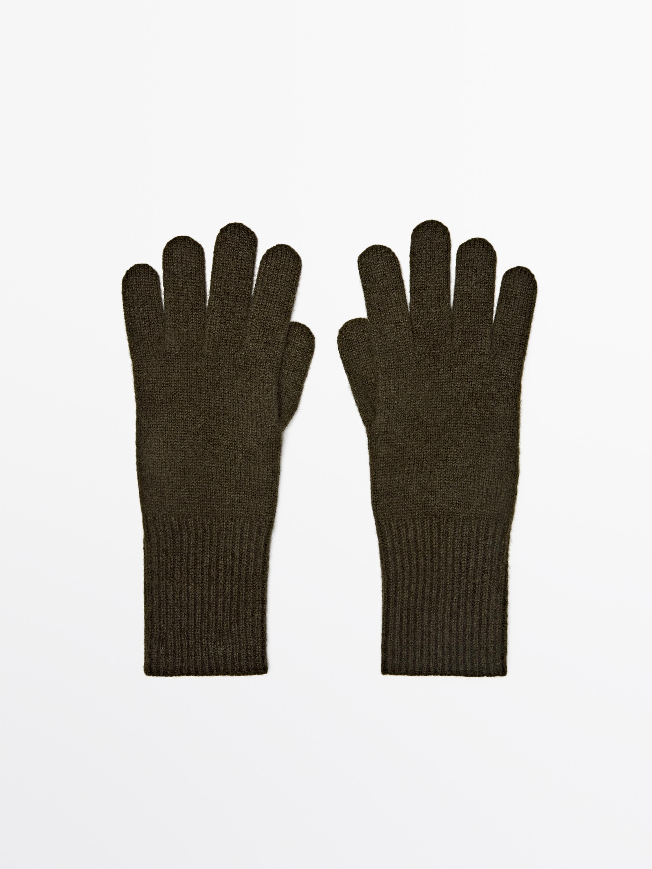 Wool blend knit gloves