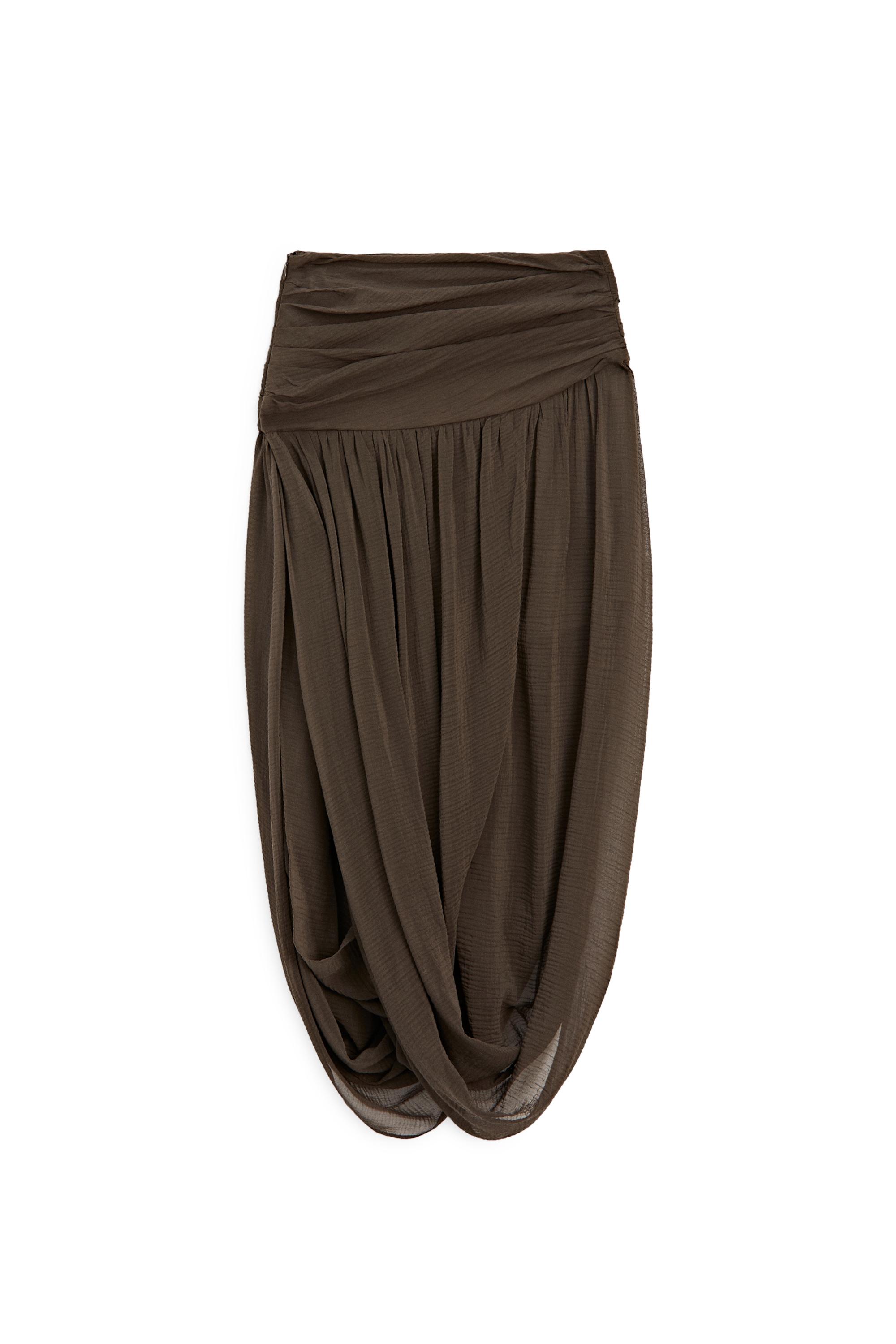 Midi skirt with puff detail - LIMITED EDITION — BROWN