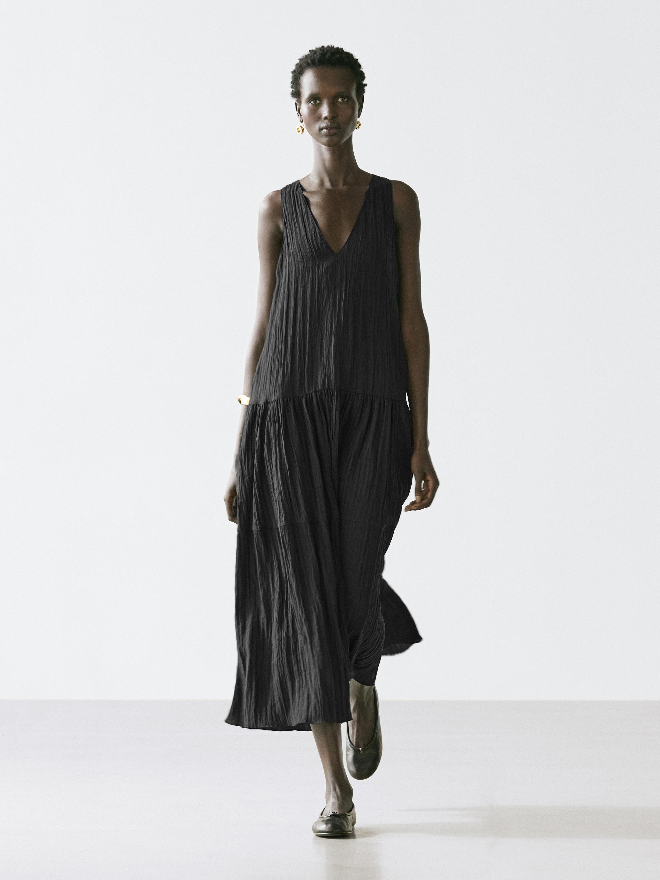 Flowing pleated midi dress