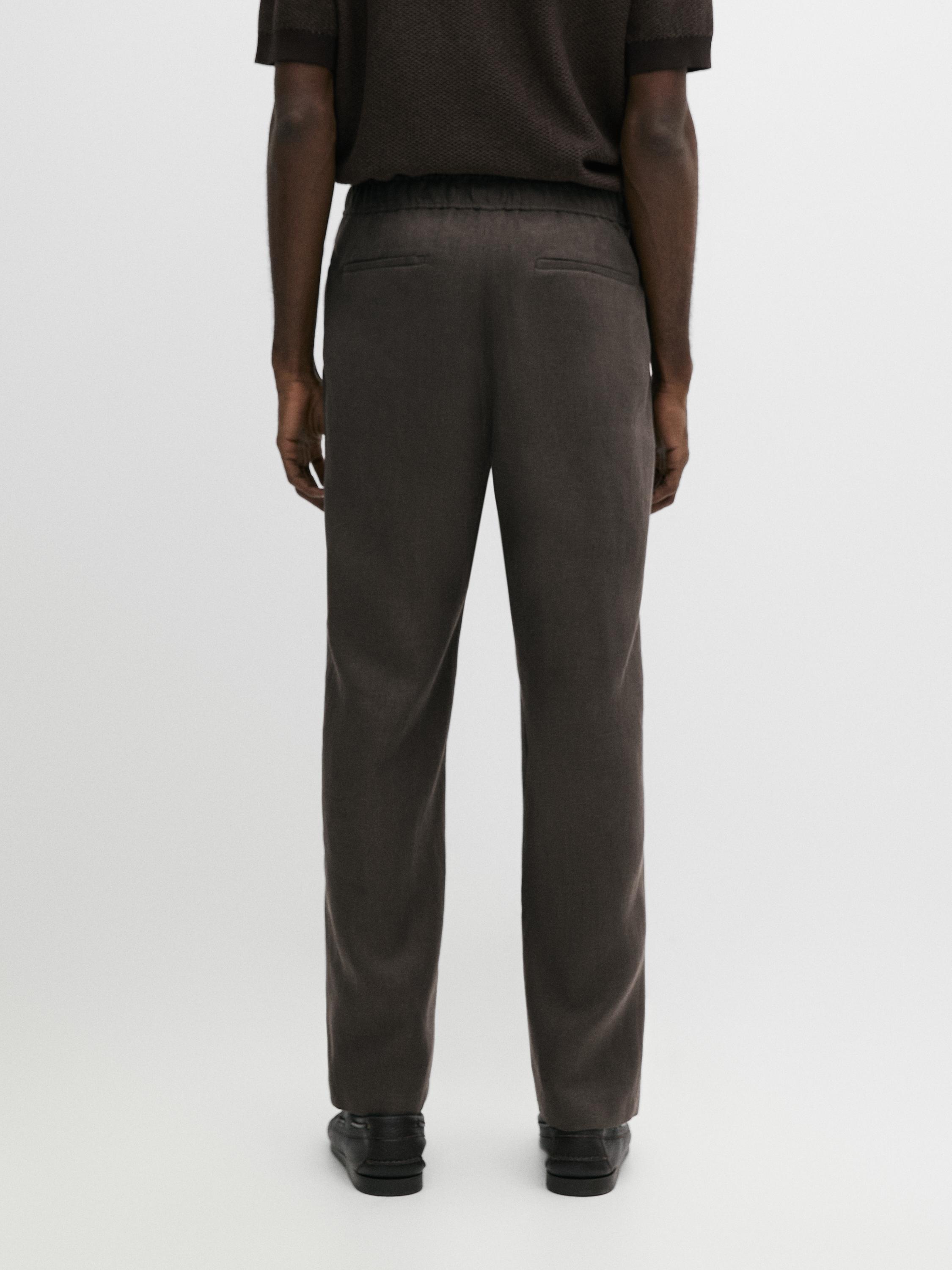 Linen jogger fit pants — Greyish green