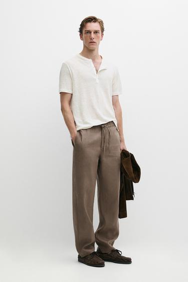 100% linen relaxed fit pants — MINK 1