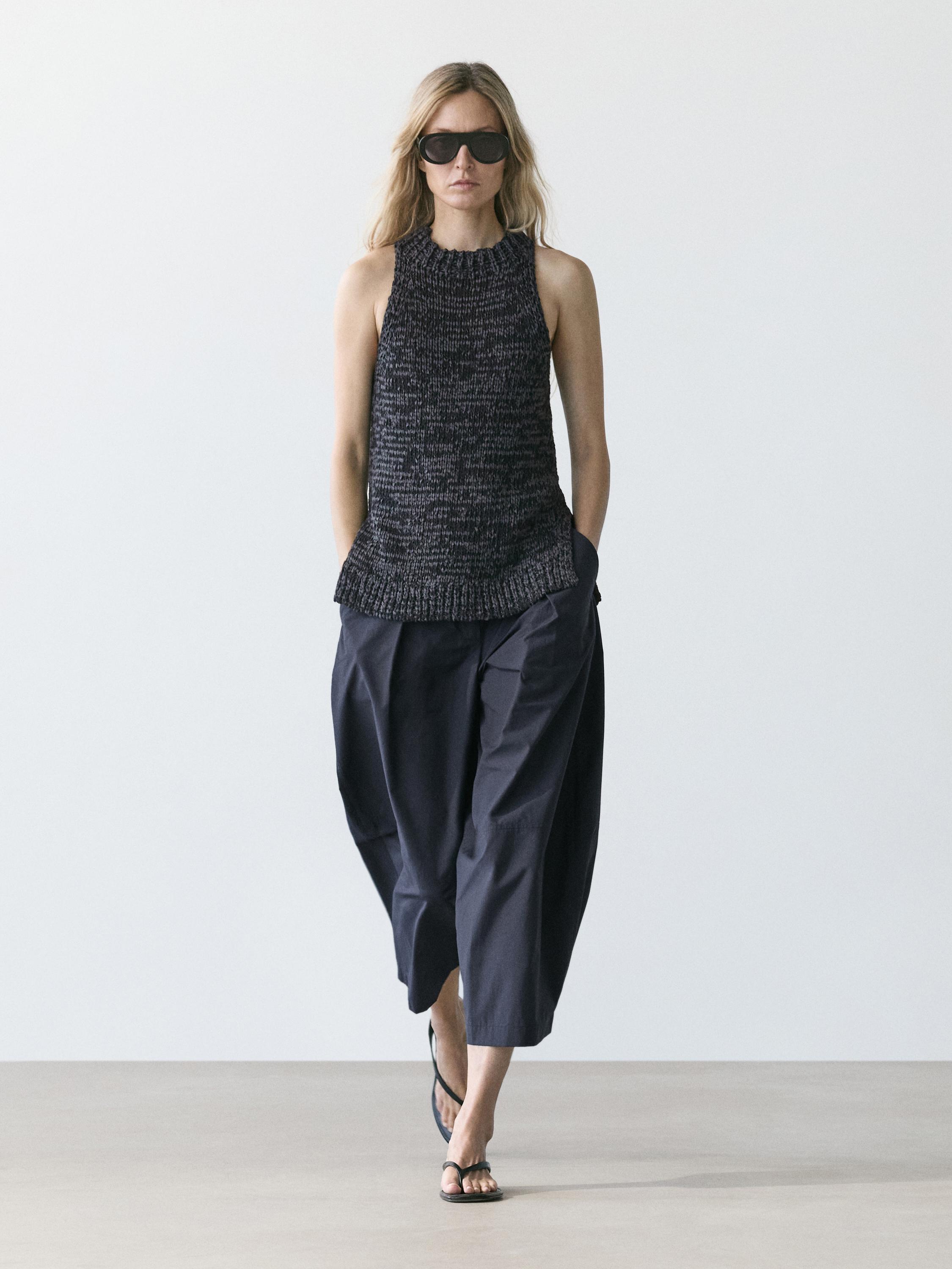 Pantalón ancho mezcla algodón