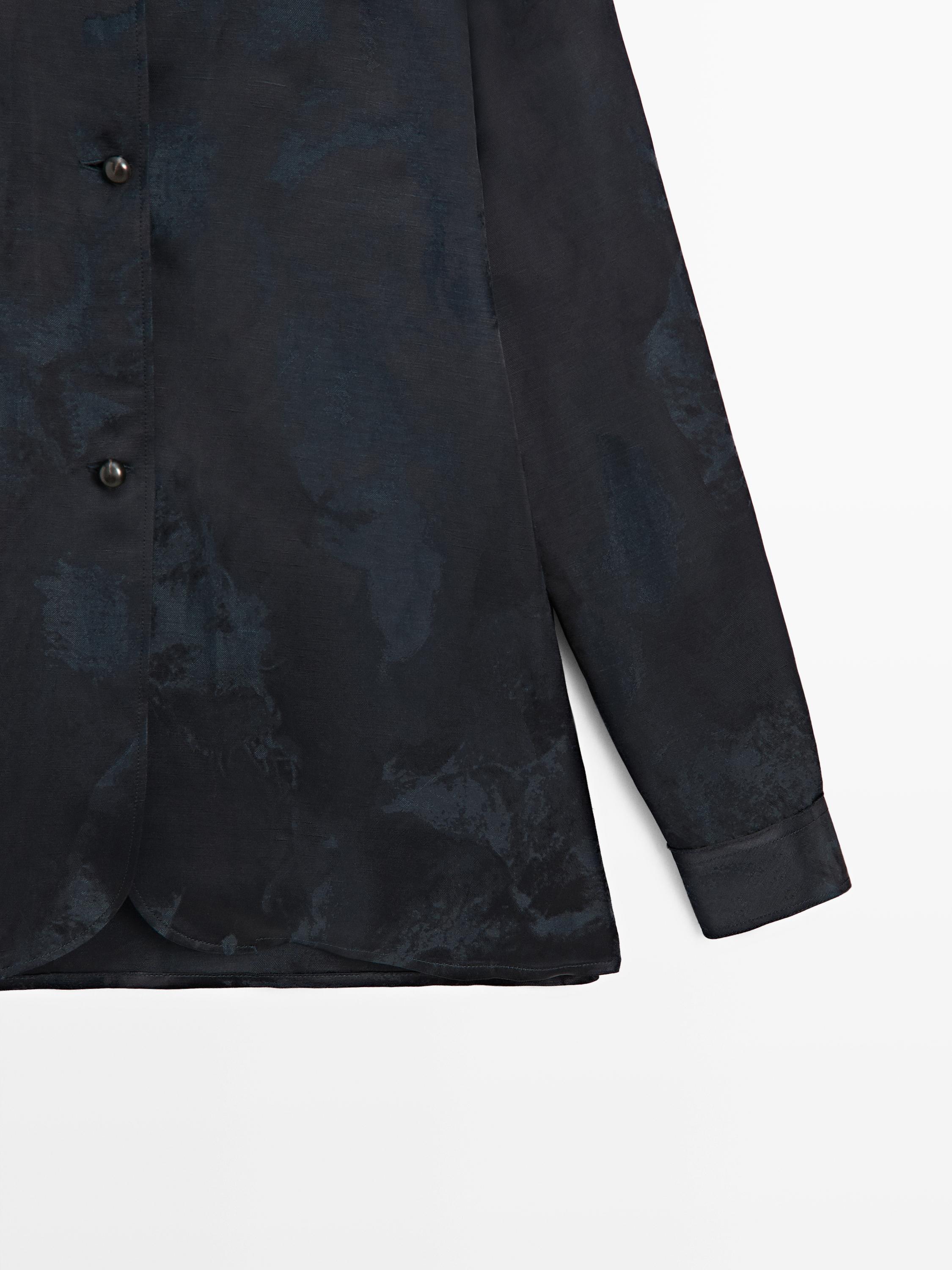 Flowing jacquard shirt — NAVY BLUE