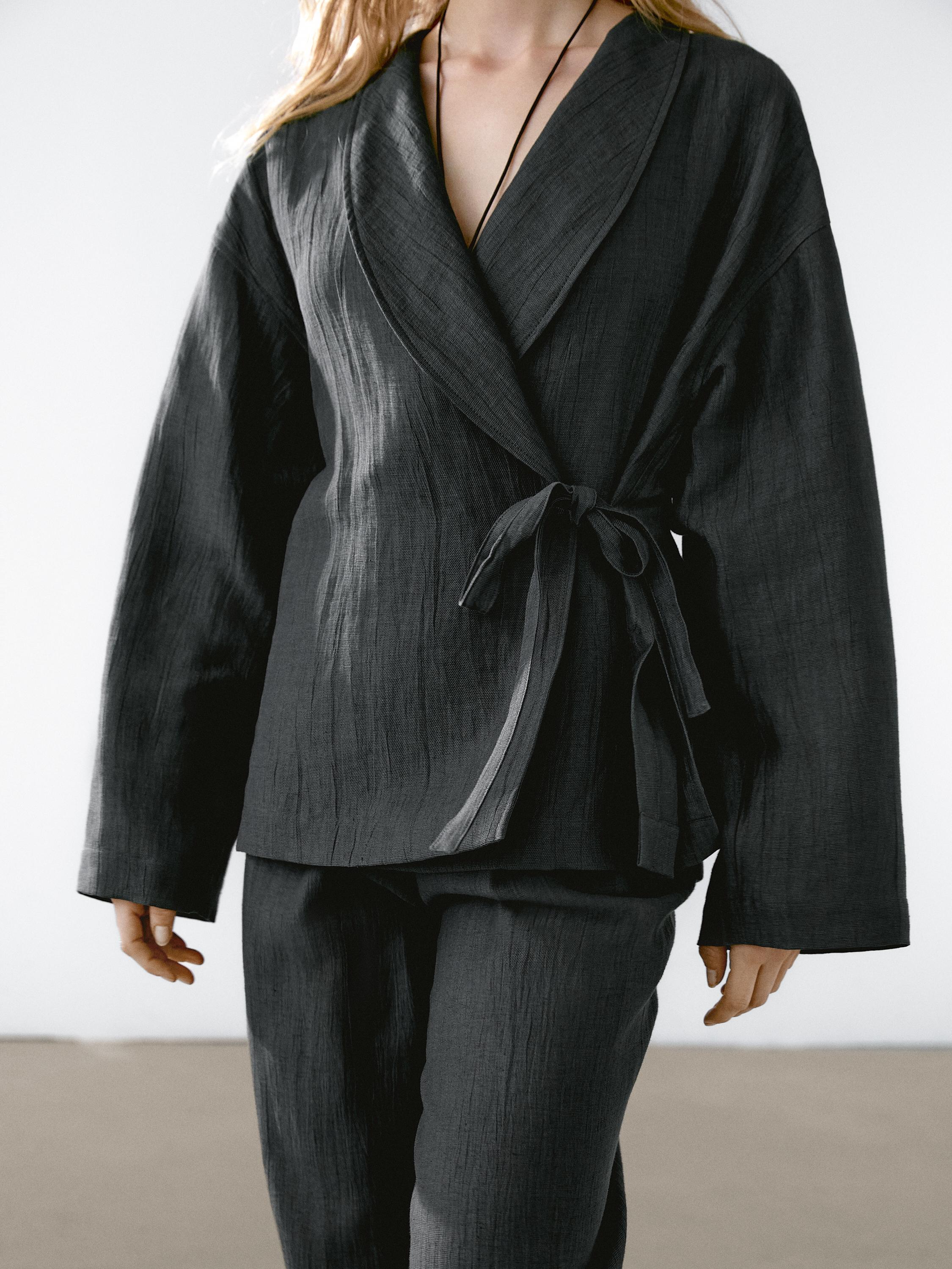 100% linen kimono with tie