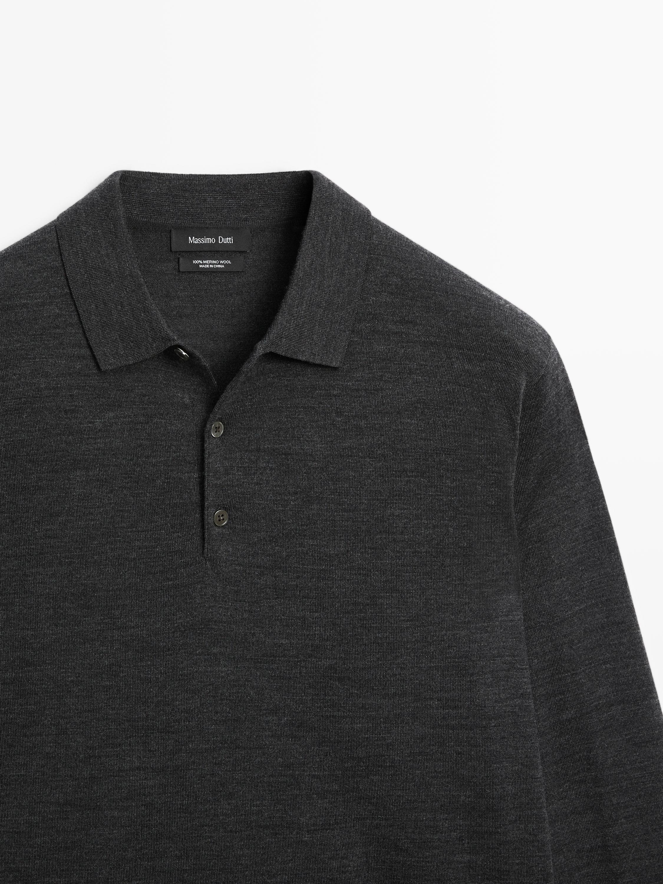 100% merino wool knit polo jumper