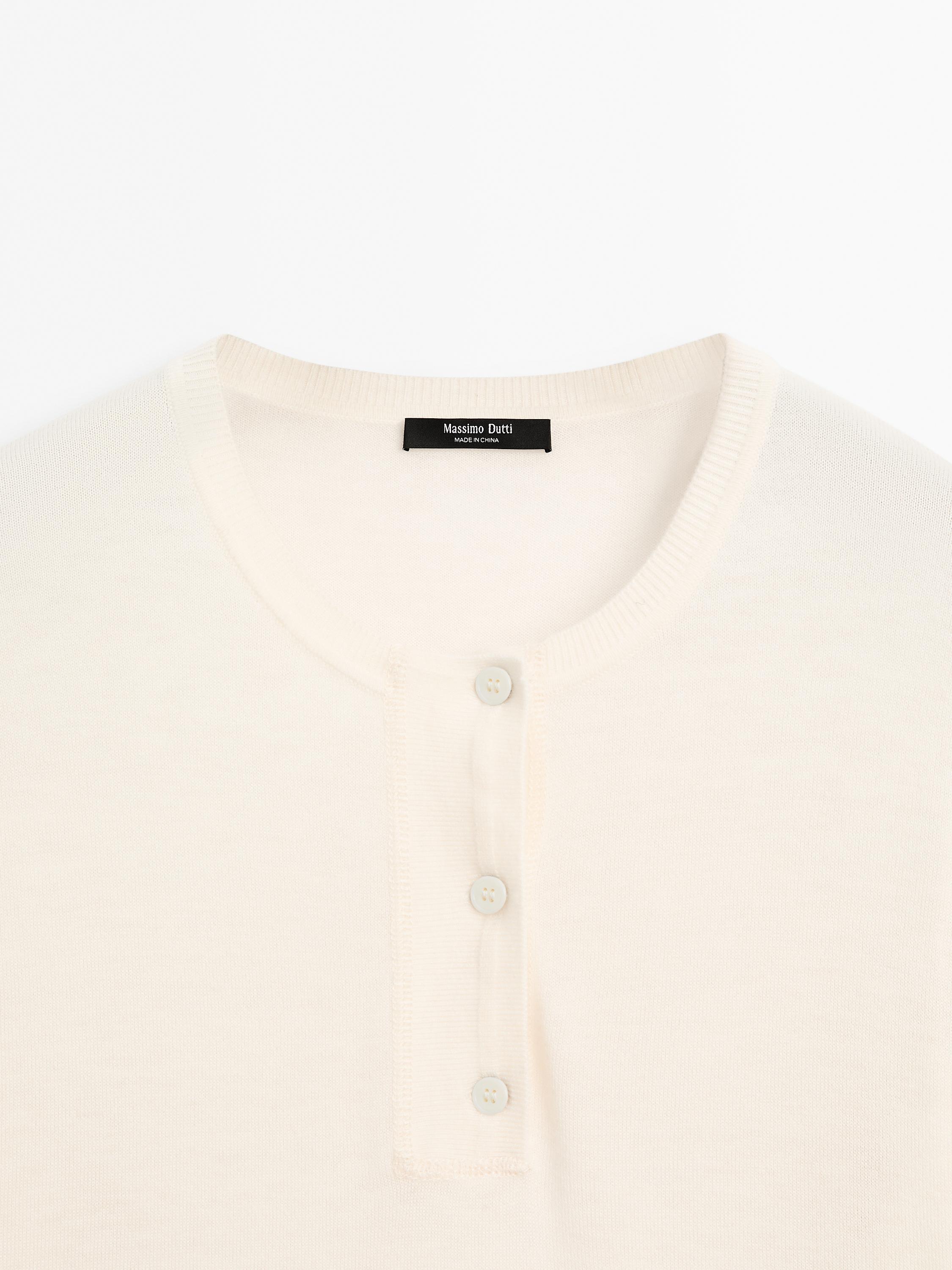 Wool blend henley sweater