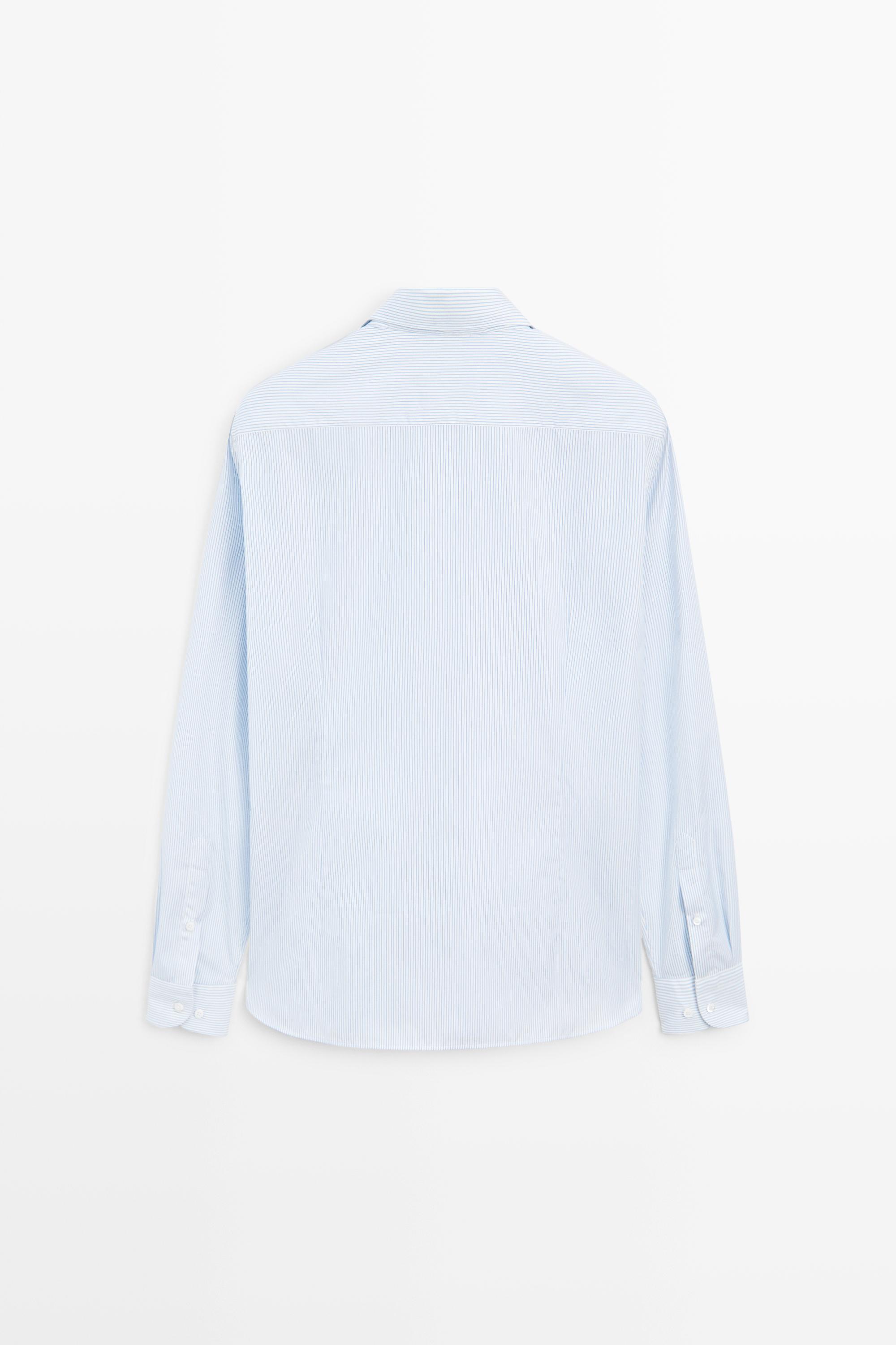 เสื้อเชิ้ตลายทางผ้าฝ้าย 100%