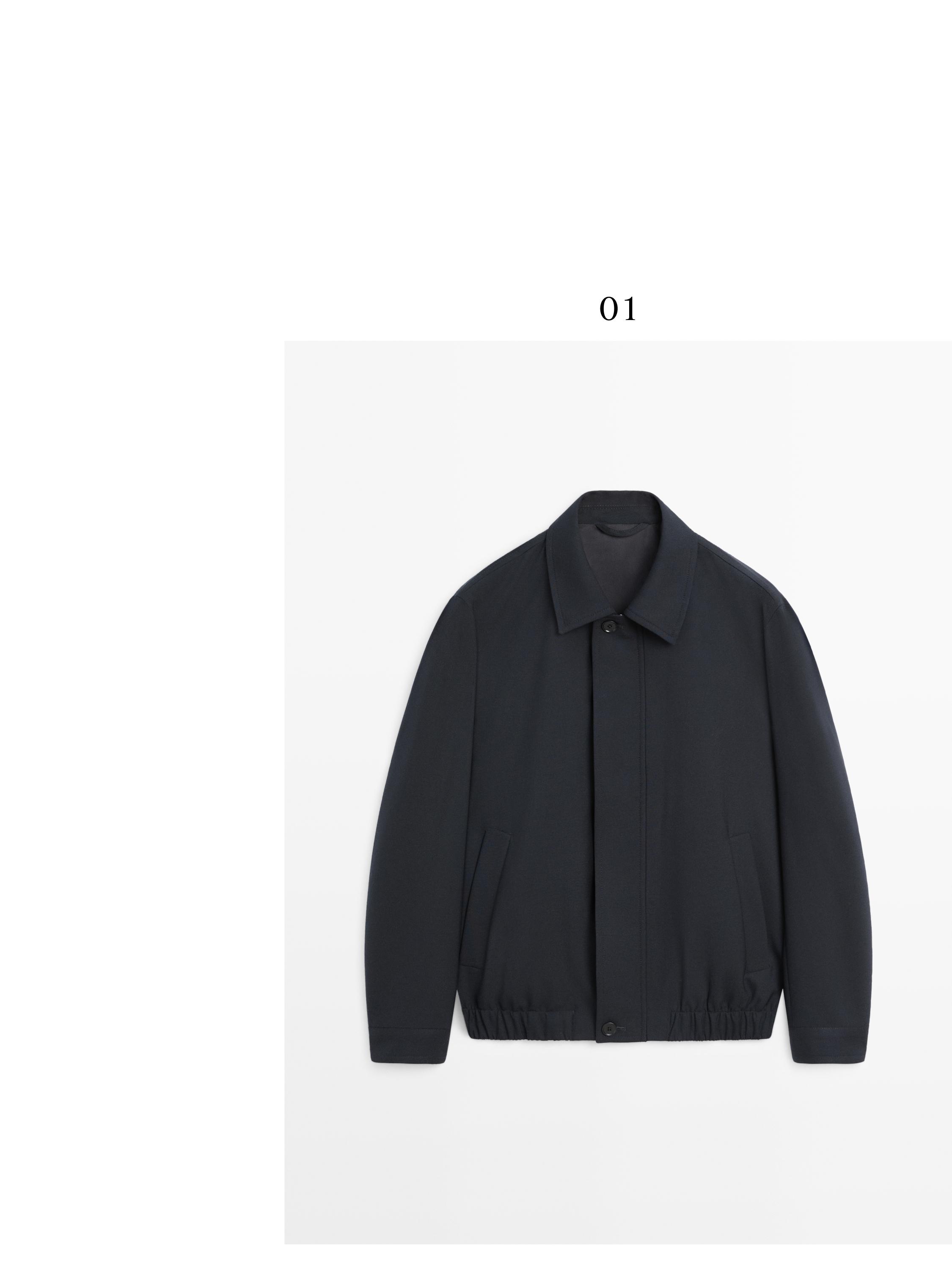 Cold wool total look jacket — NAVY BLUE