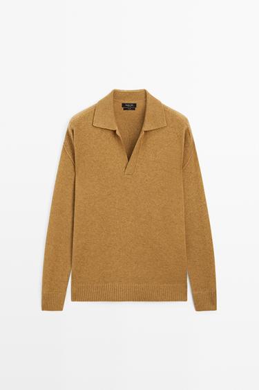 100% Cashmere Knit Polo Sweater — PISTACHIO 2