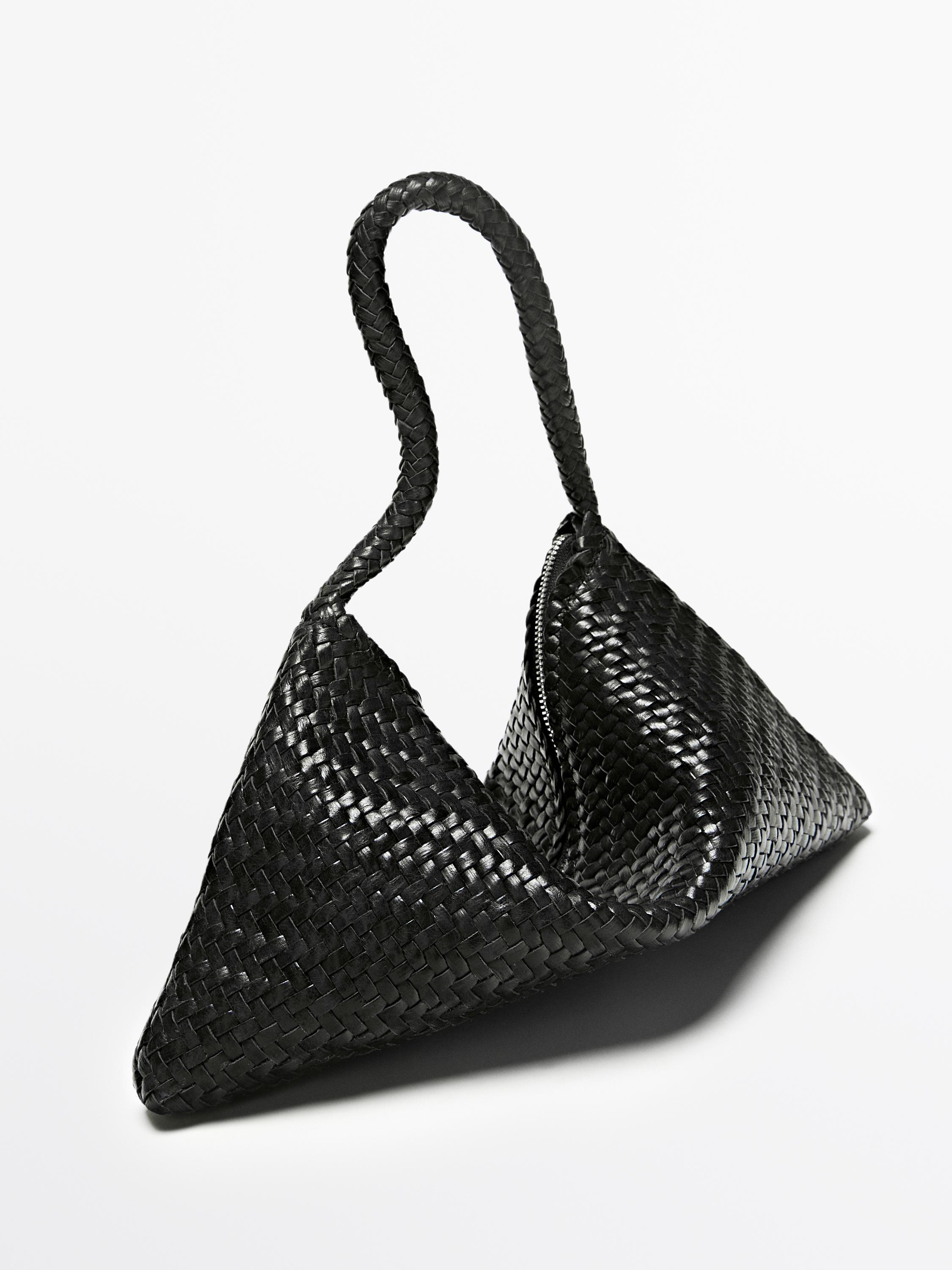 Küçük örgülü deri omuz çantası