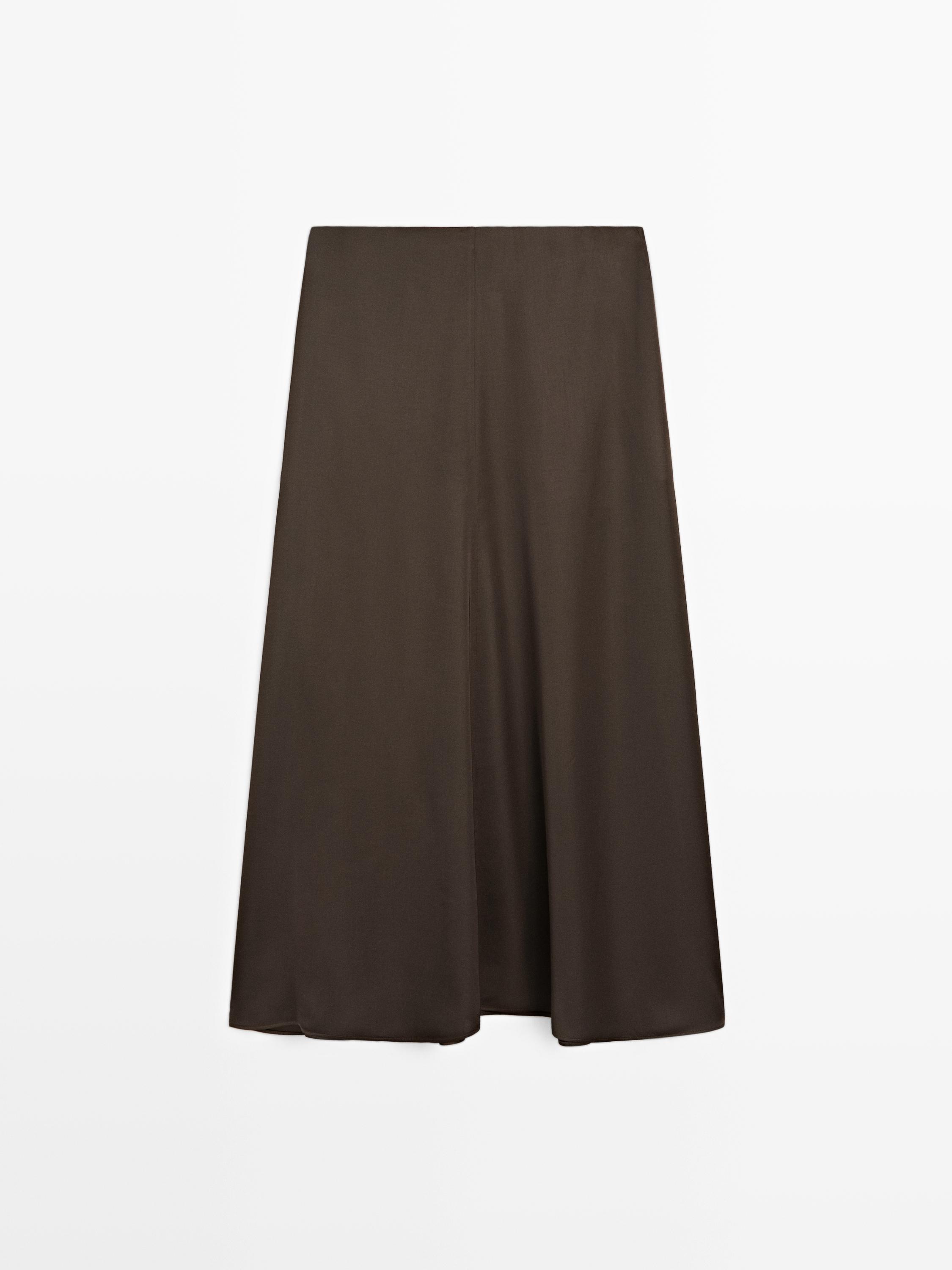 Satin midi skirt with pockets
