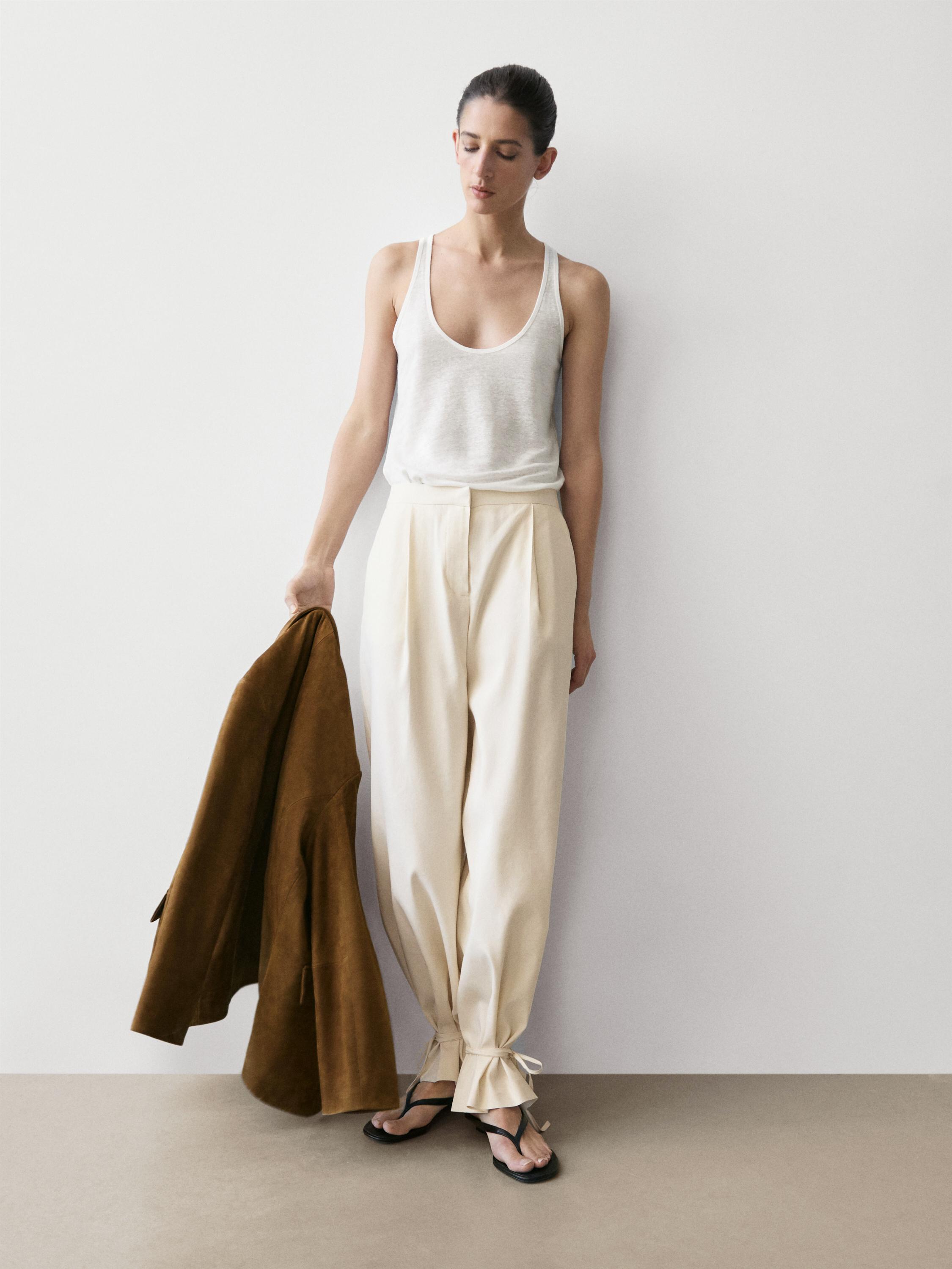 Flowing barrel fit trousers — CREAM