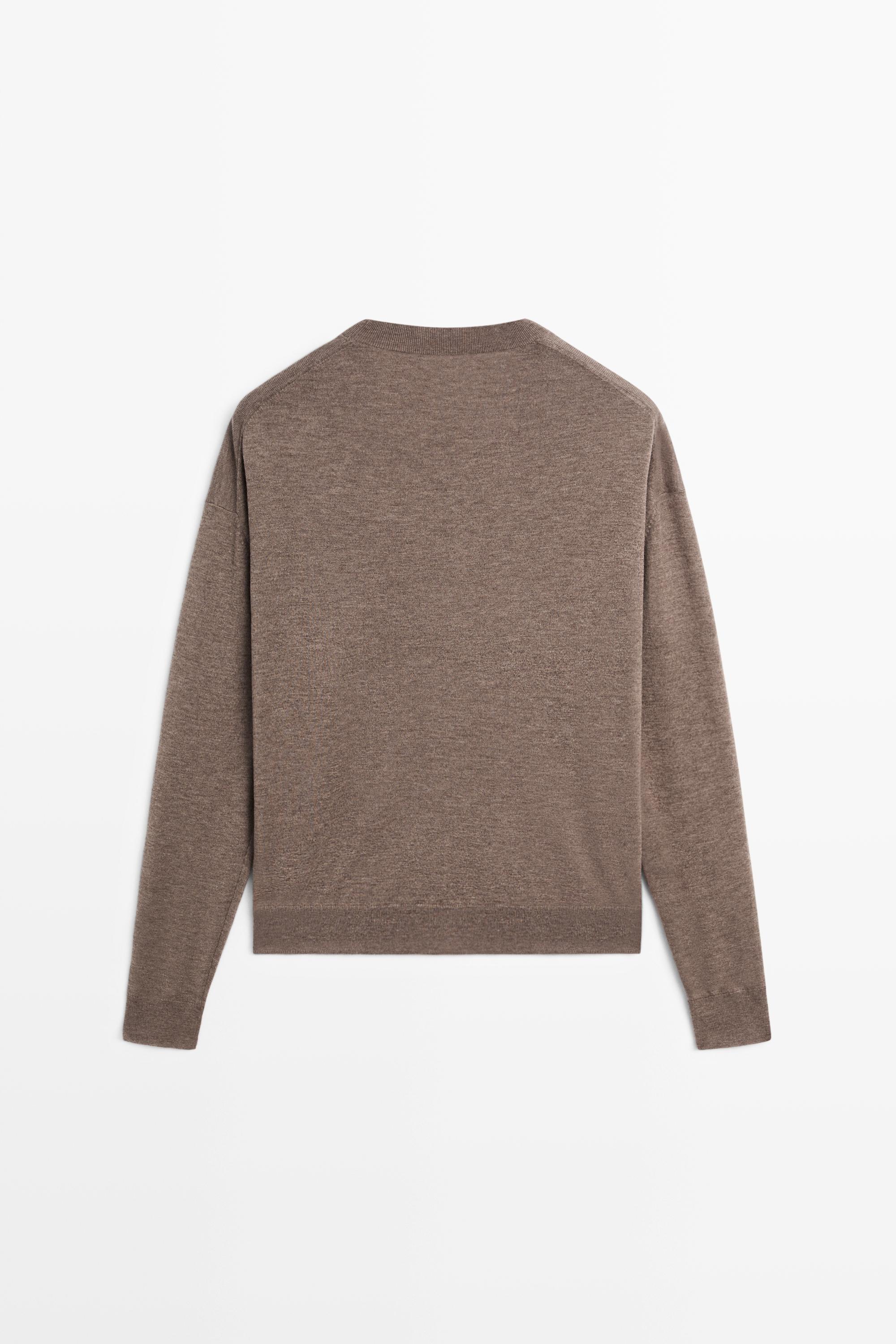 Fine knit round neck sweater — MOLE BROWN