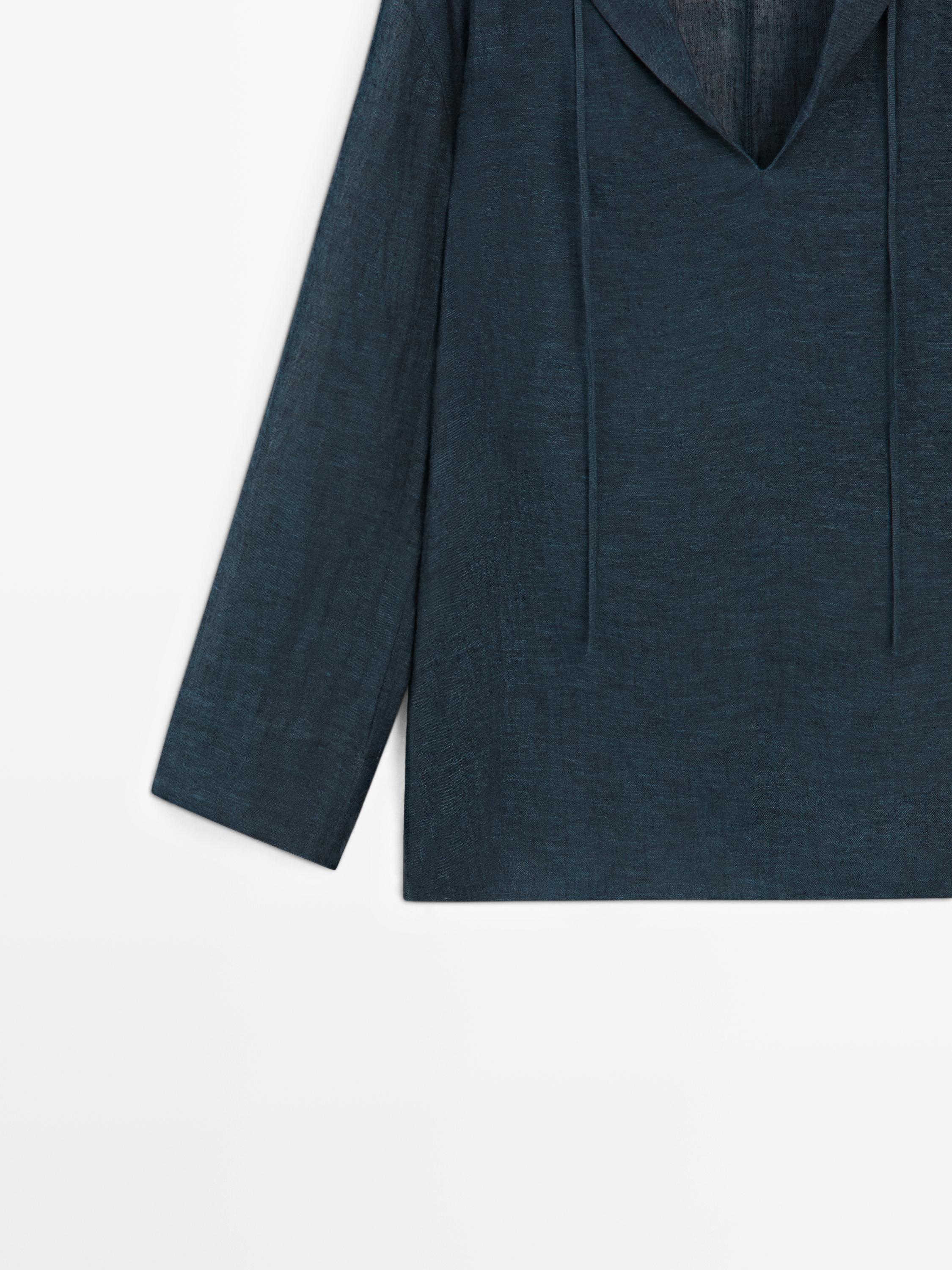 100% linen flowing collared blouse — LEAD