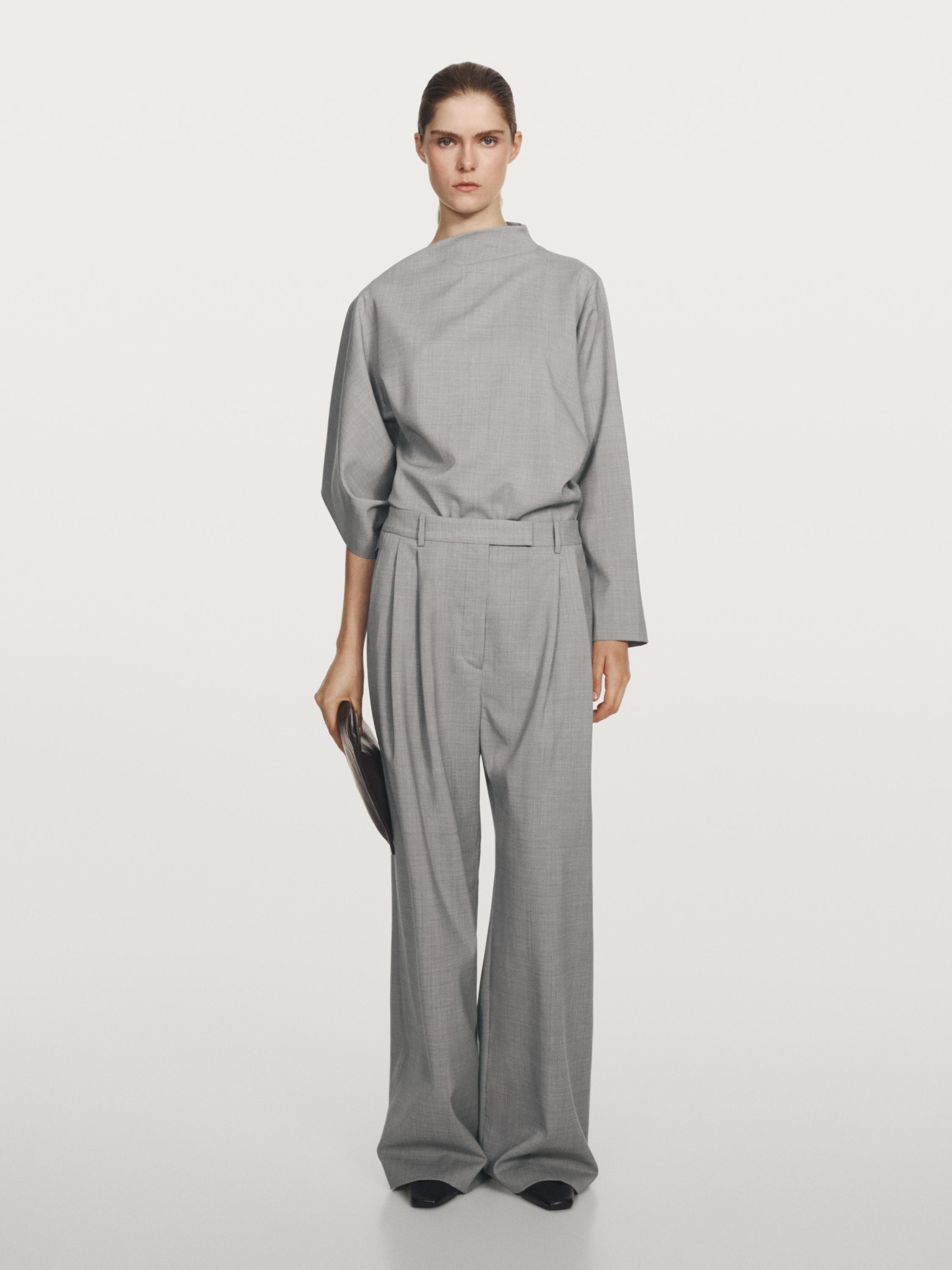 100% wool wide-leg darted trousers - Studio