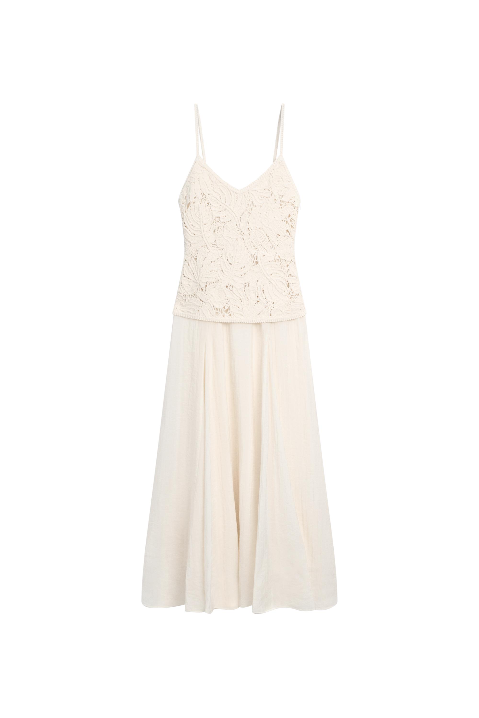 massimo dutti crochet dress Long dress with contrast crochet detail