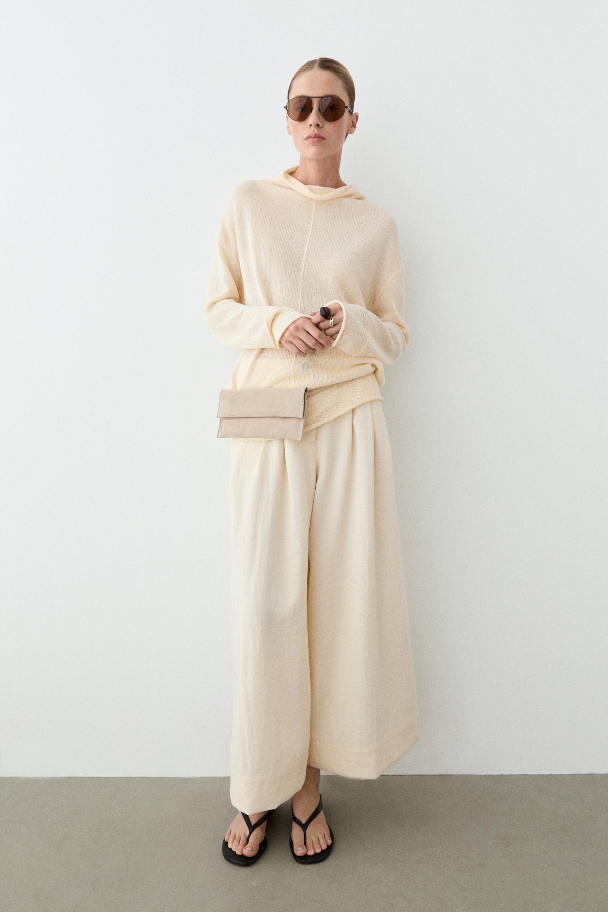 Cotton cutwork knit sweater — CREAM