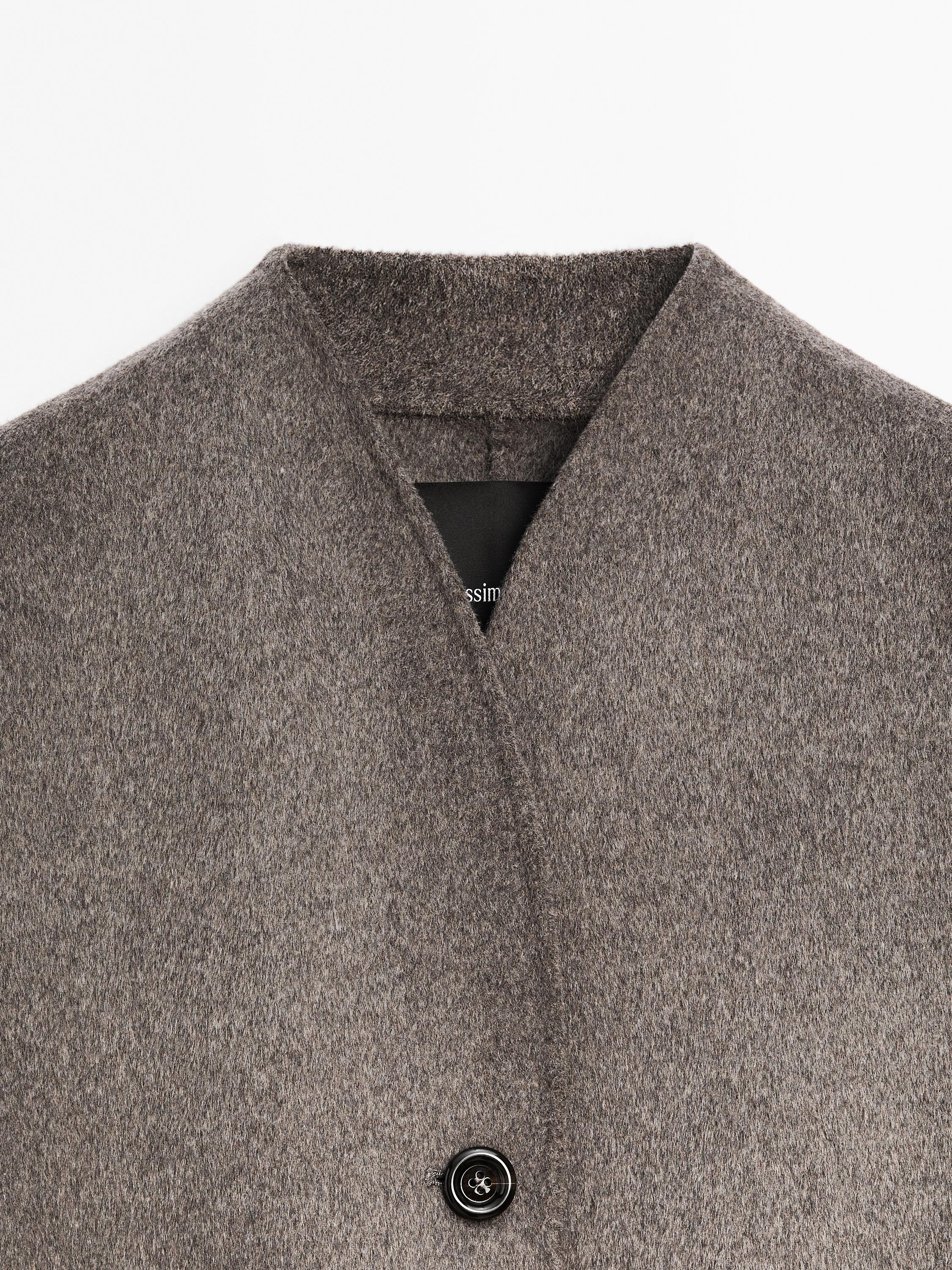 Cappotto con collo alto in misto lana