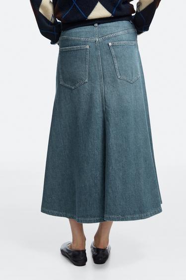 Flare fit denim midi skirt — MEDIUM BLUE 5
