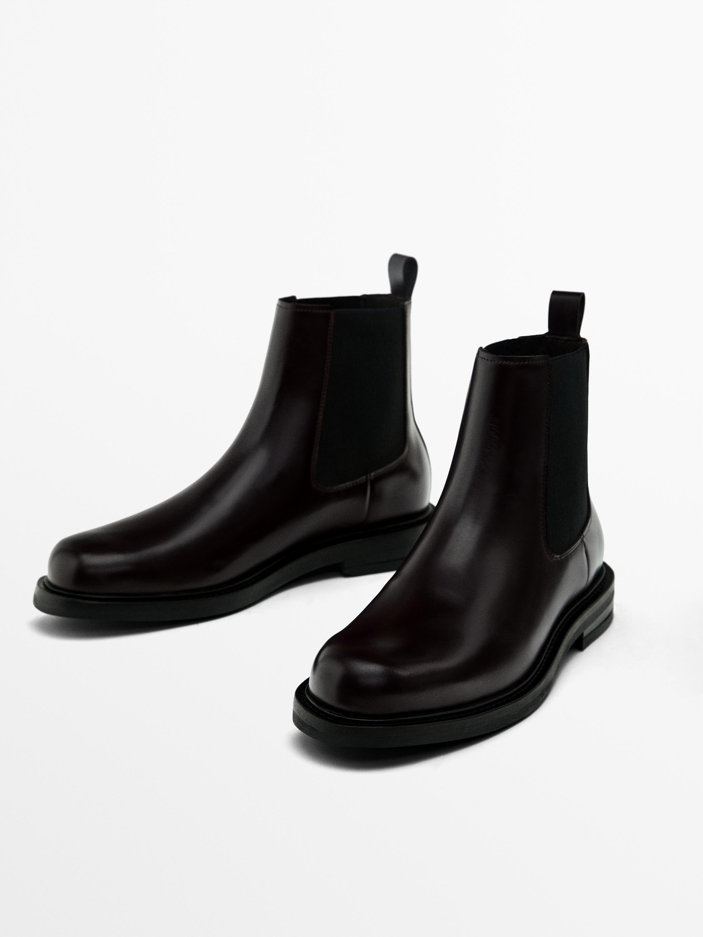 Brown leather chelsea ankle boots