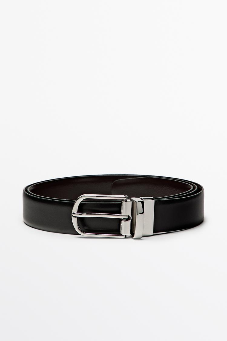 Reversible nappa leather belt — BLACK