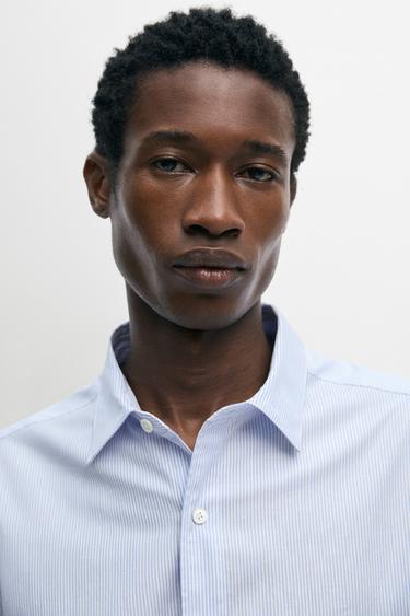 Pinstriped regular fit shirt — Sky blue 8