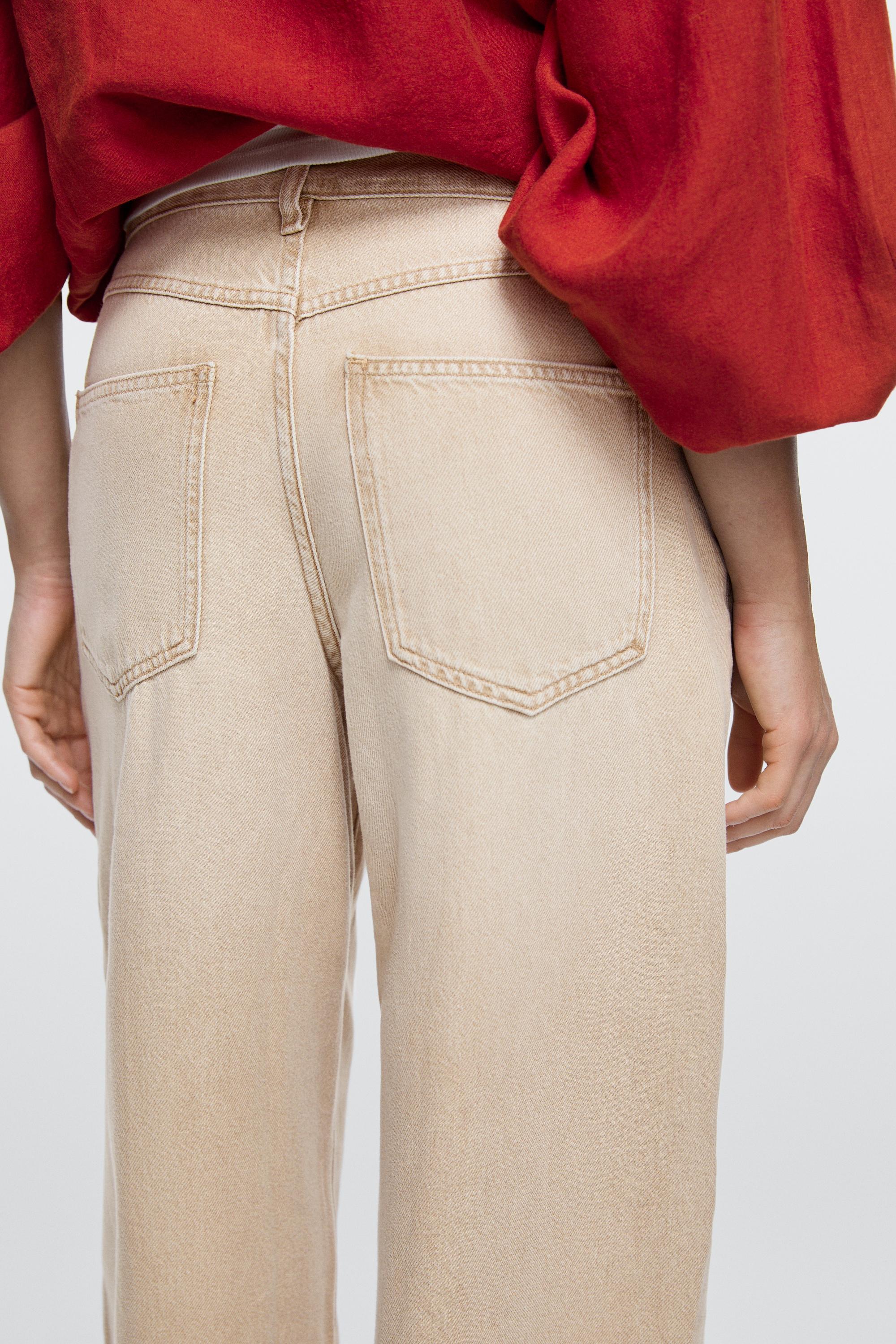 Mid-rise barrel fit jeans — SAND