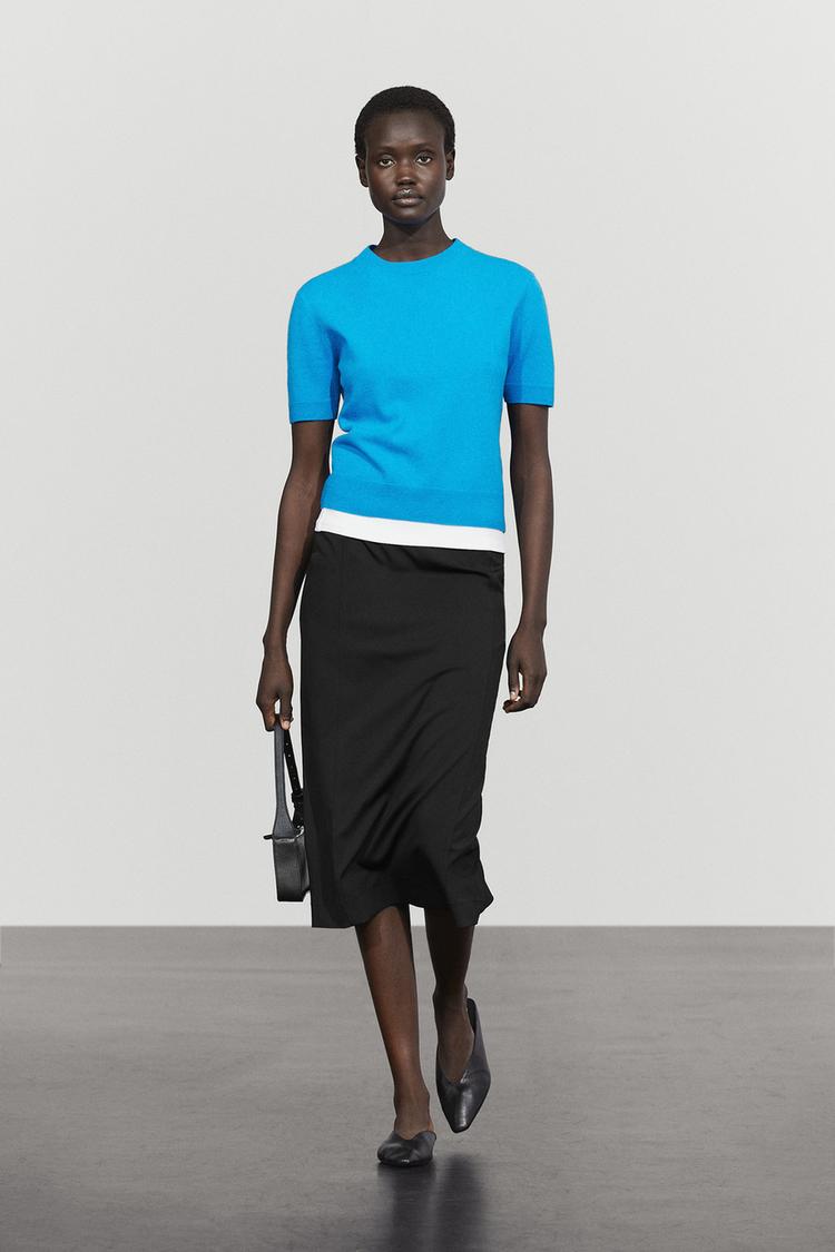 Straight midi skirt — BLACK