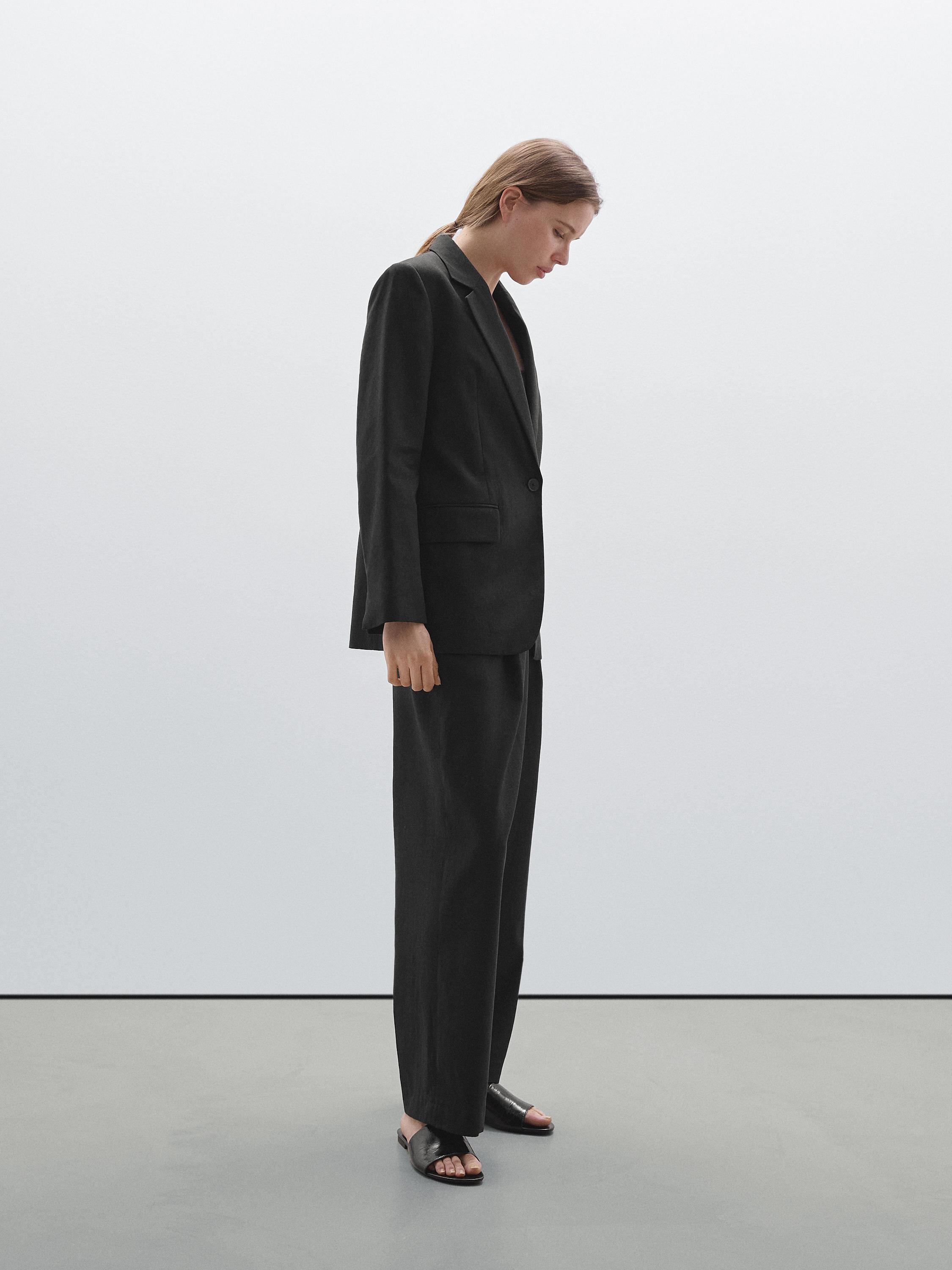 Linen blend suit blazer