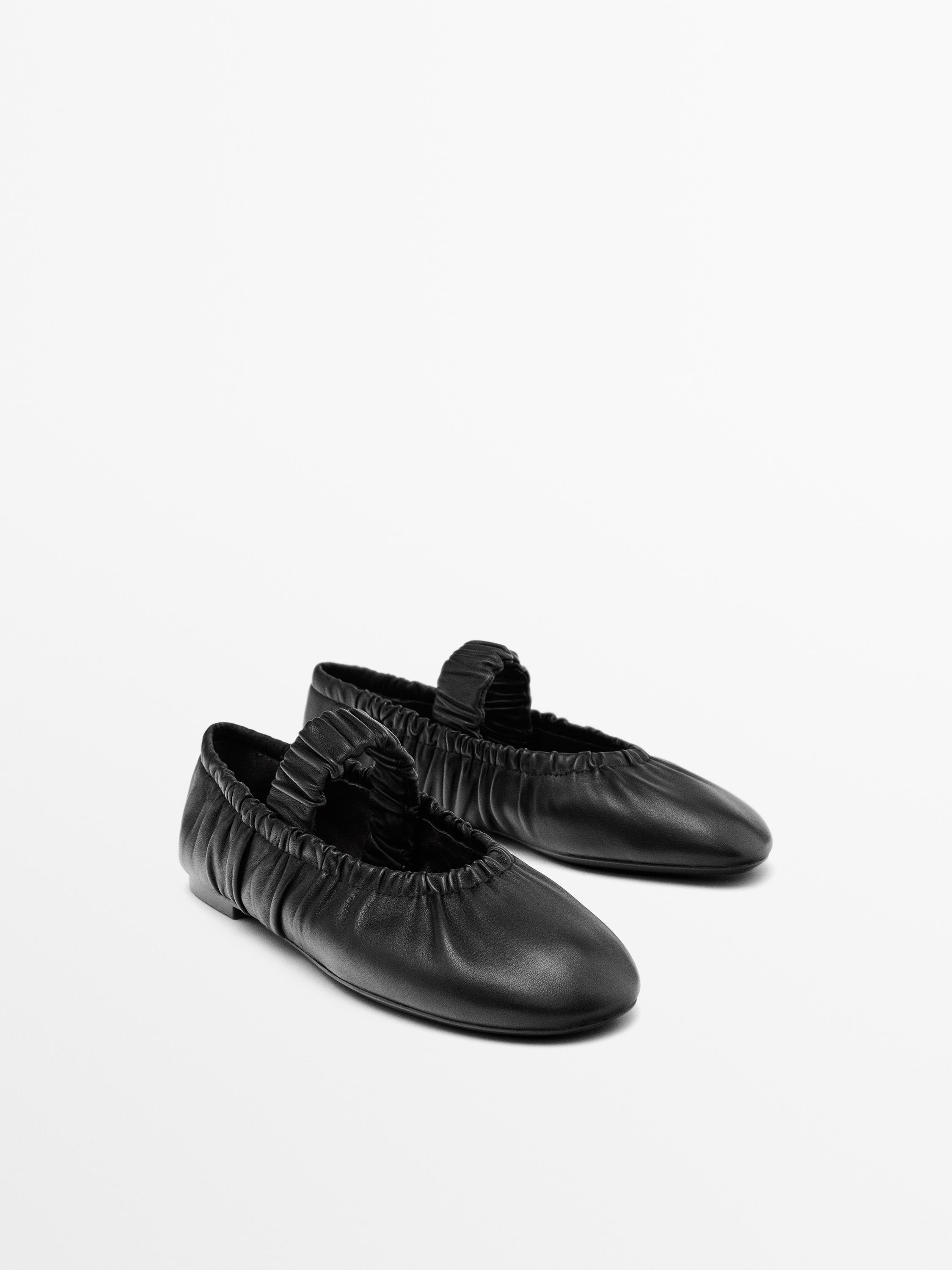 소프트 스트레치 레더 발레리나 플랫슈즈