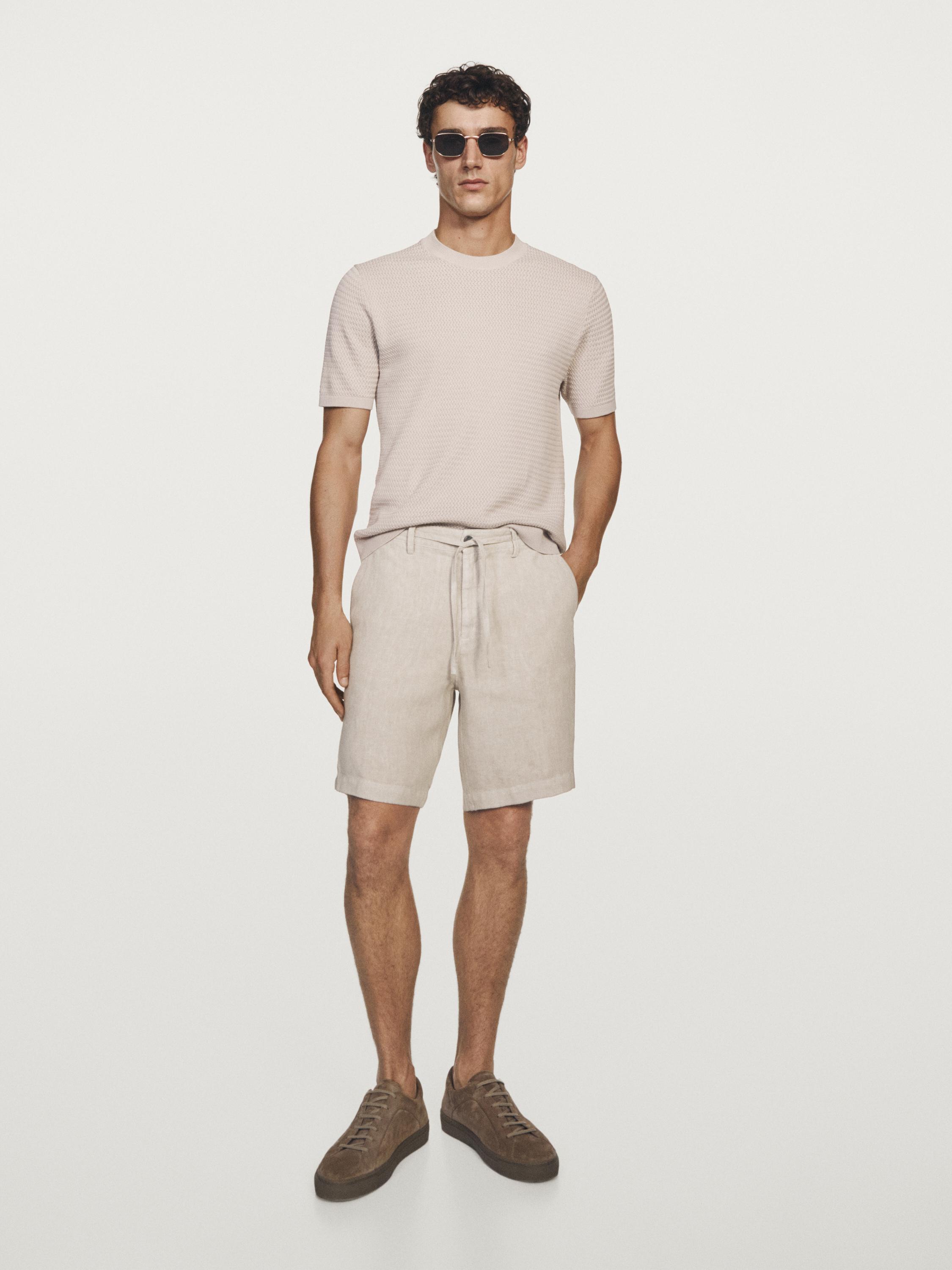 100% linen Bermuda shorts — MINK