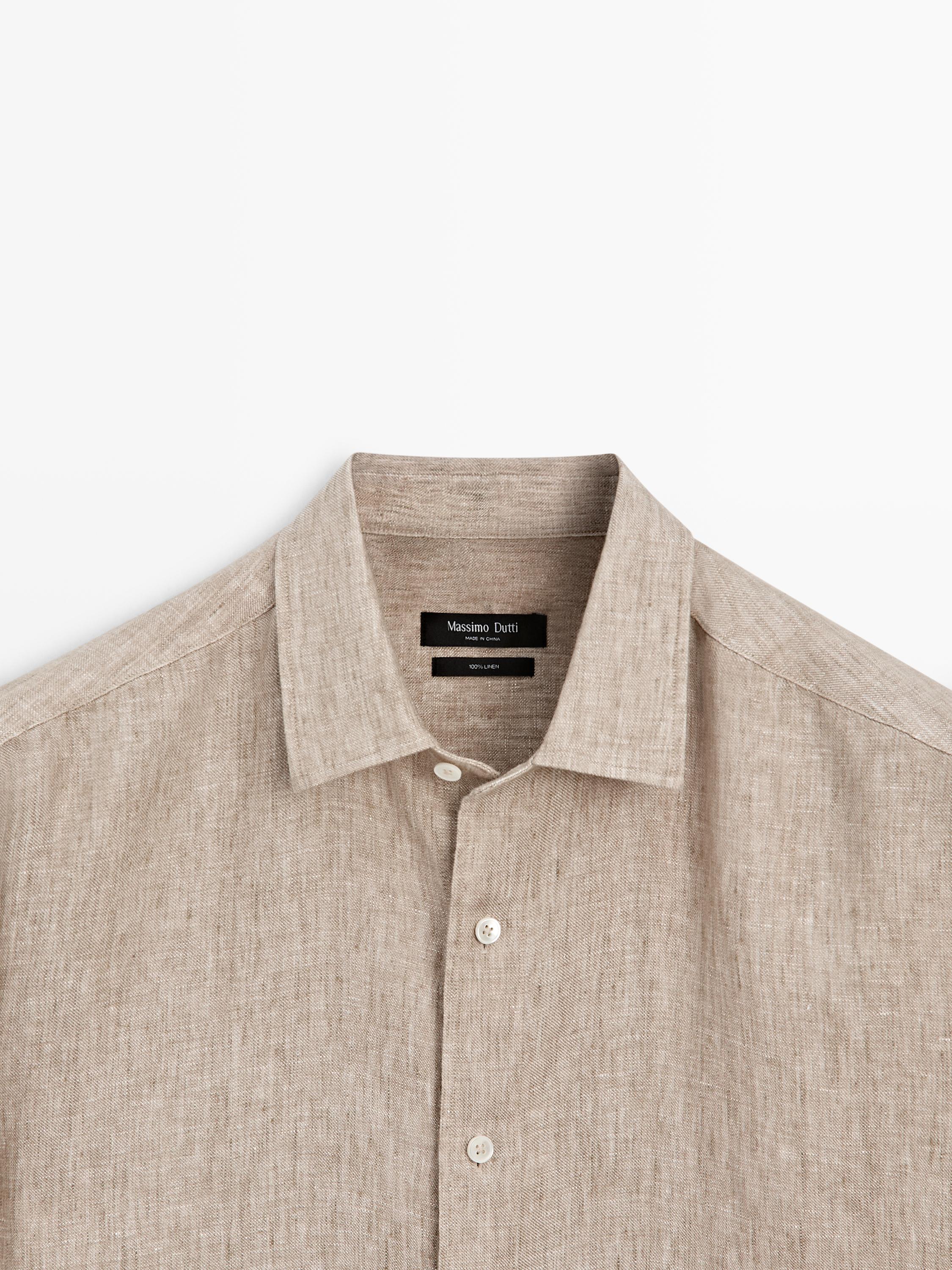 100% linen regular fit shirt — CREAM