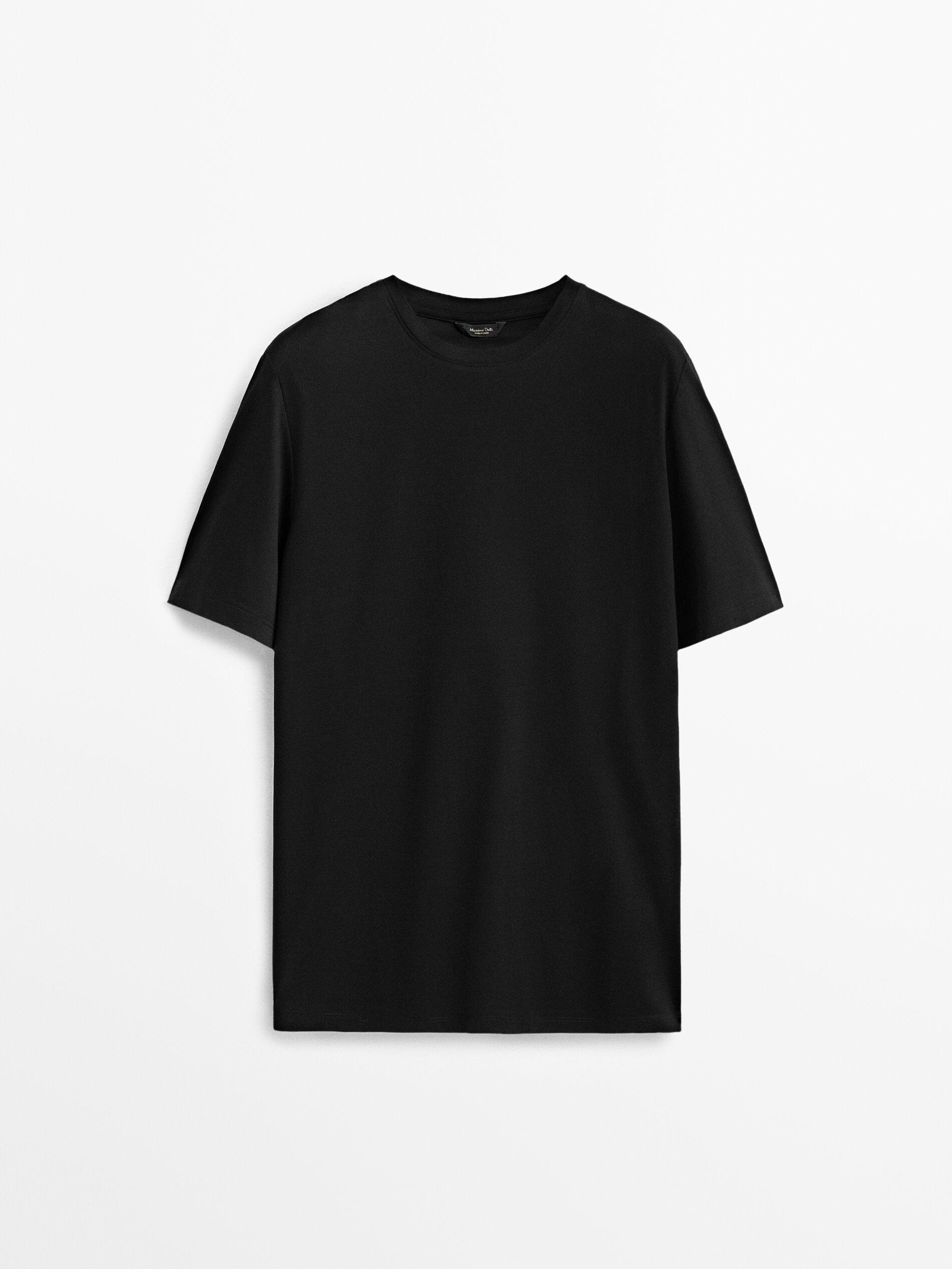 100% mercerised cotton T-shirt — BLACK