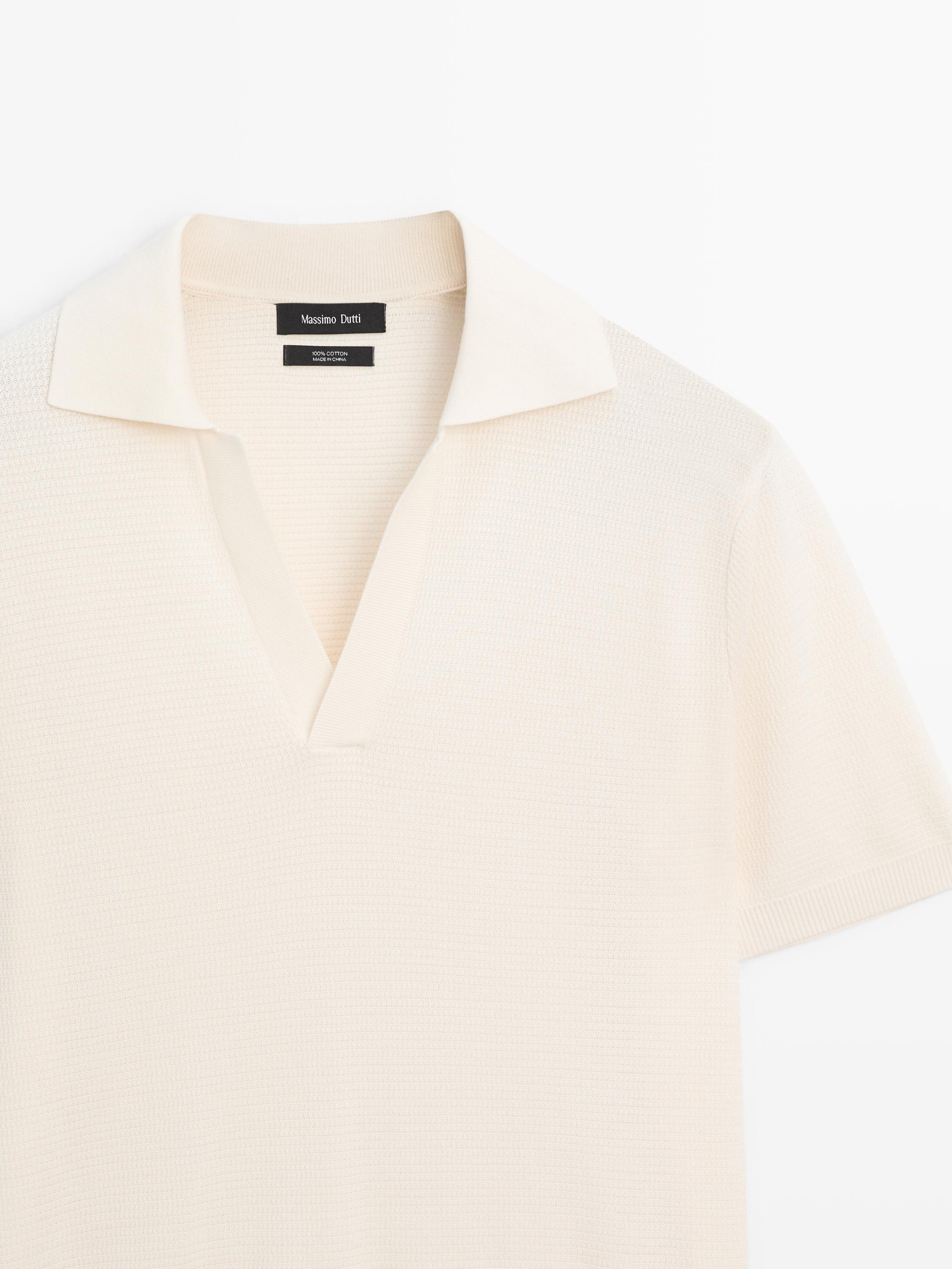 Knit V-neck polo shirt