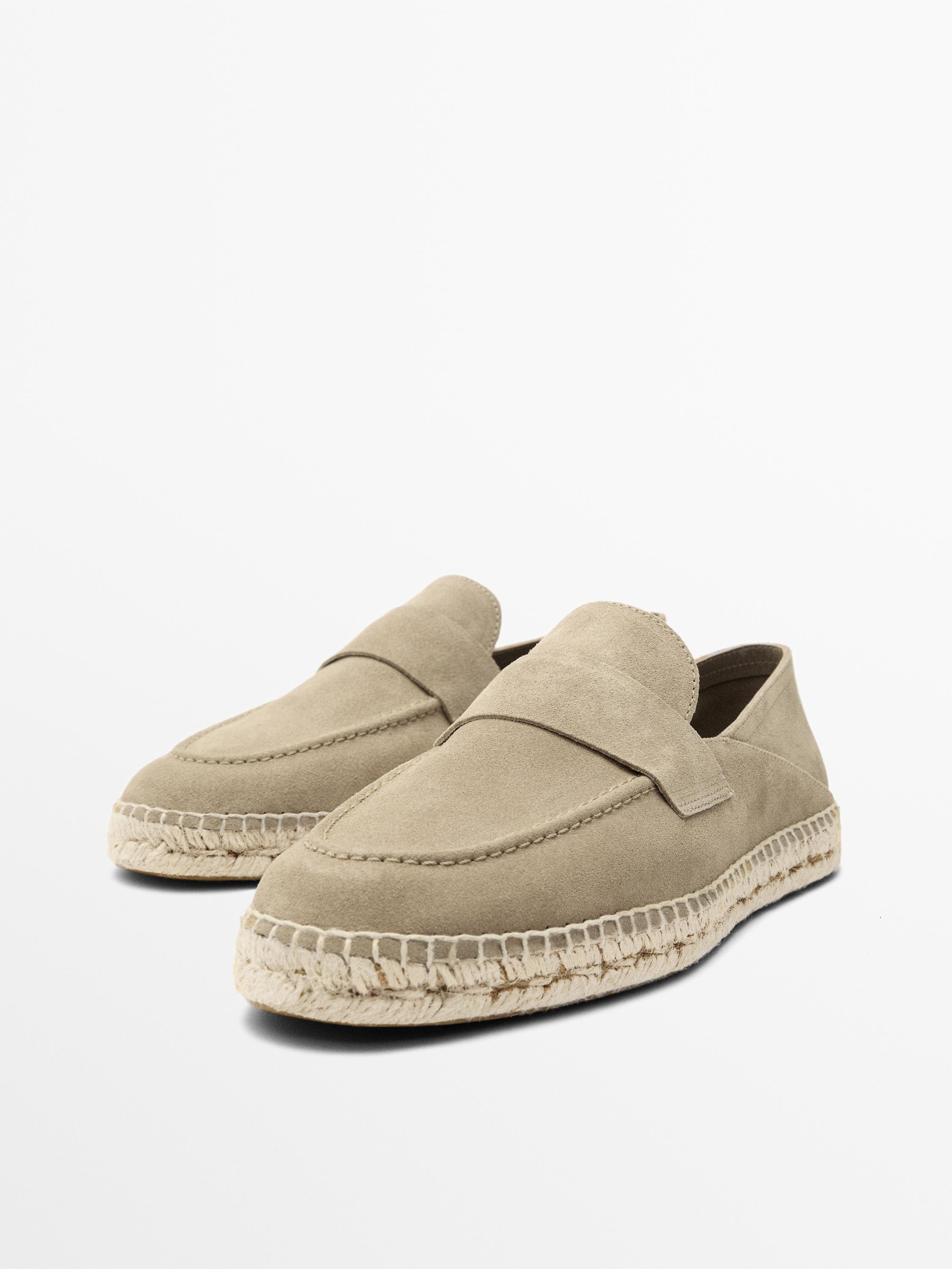 Split suede leather espadrille with piece — SAND