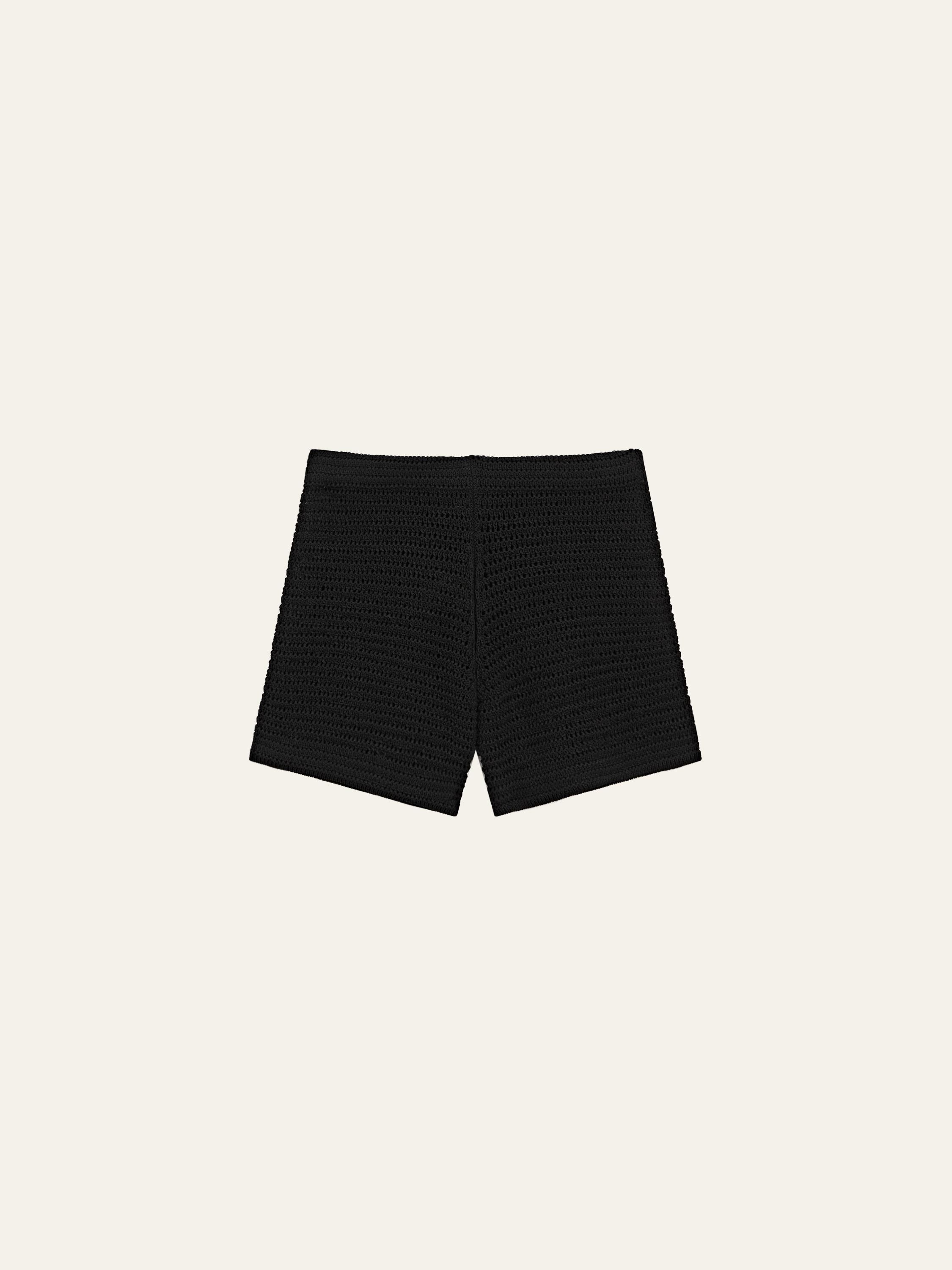 Short cotton blend knit Bermuda shorts — BLACK