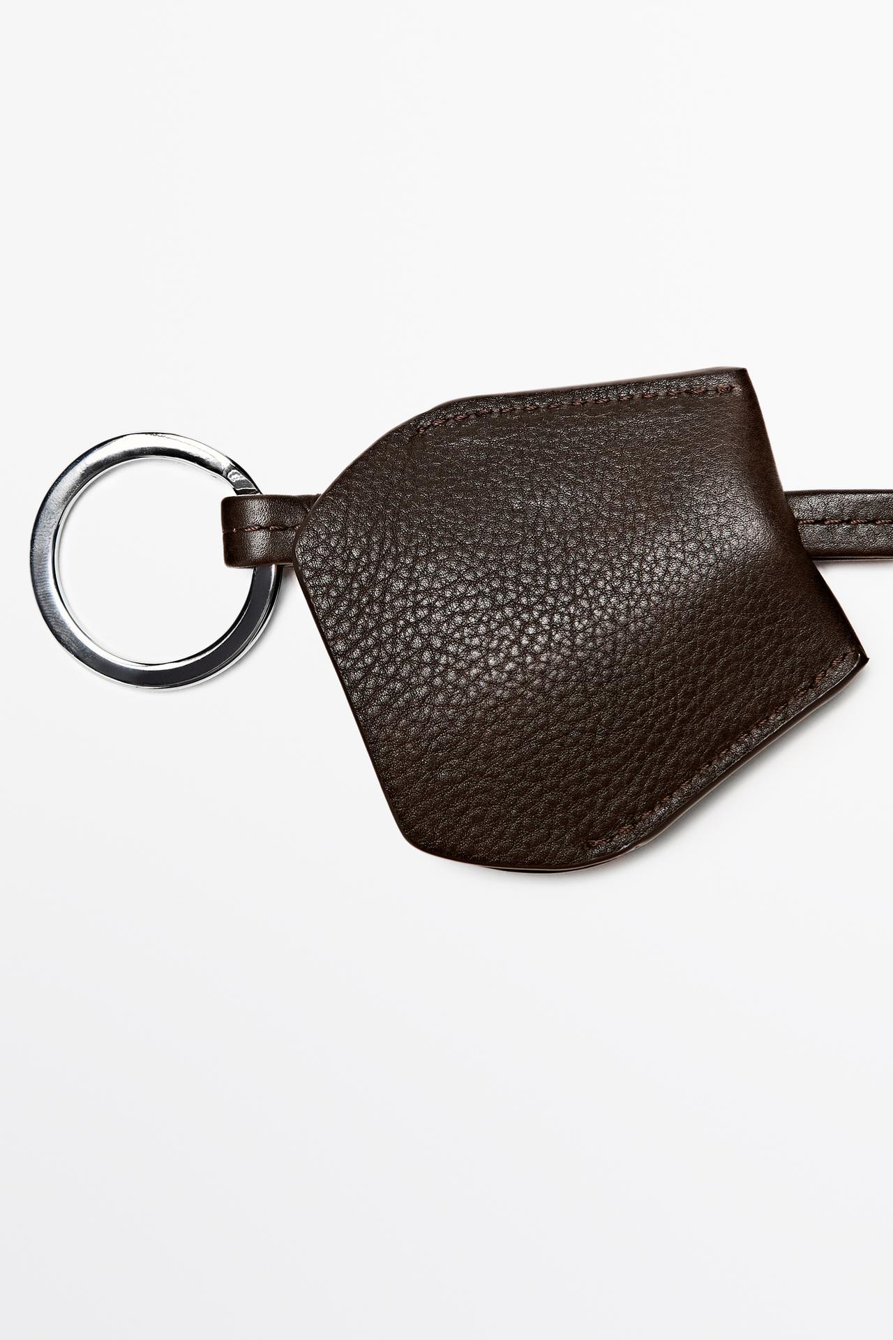 Nappa leather keyring — BROWN
