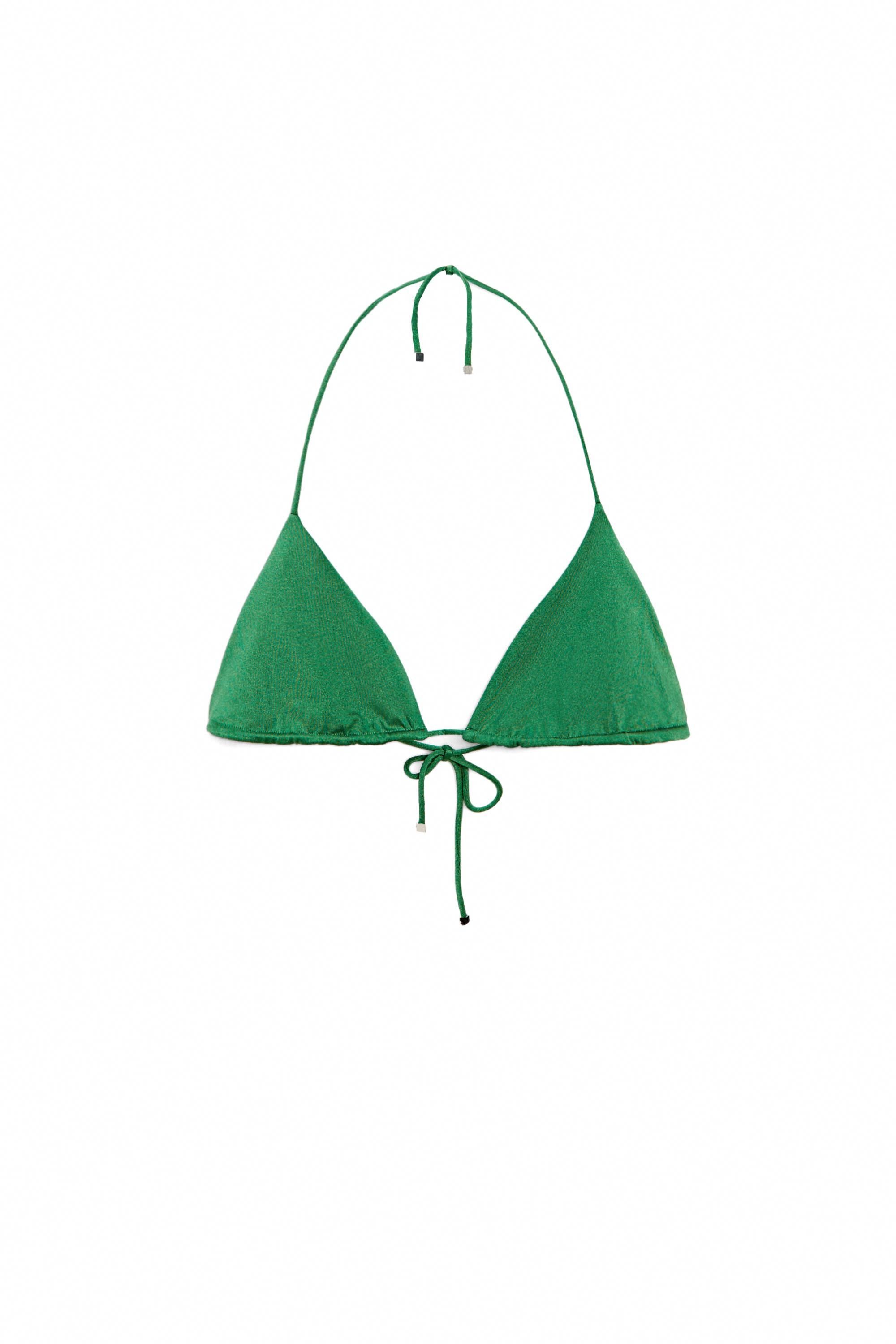 Shiny triangle bikini top — GREEN