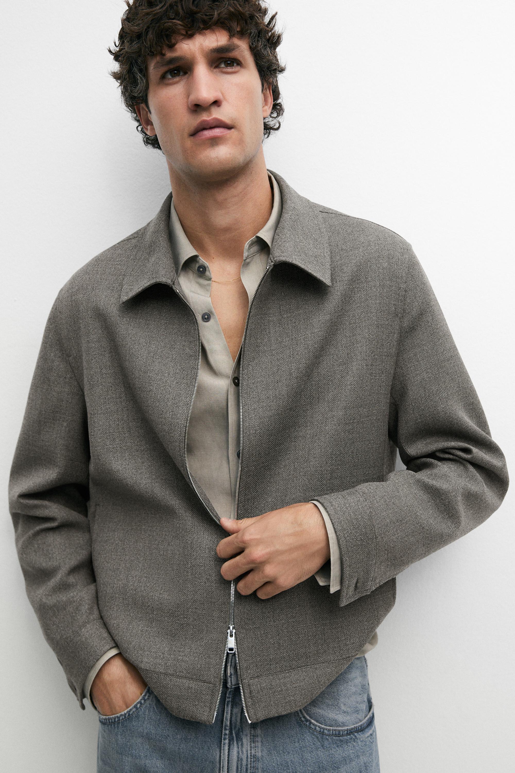 100% wool structured jacket — Greyish green