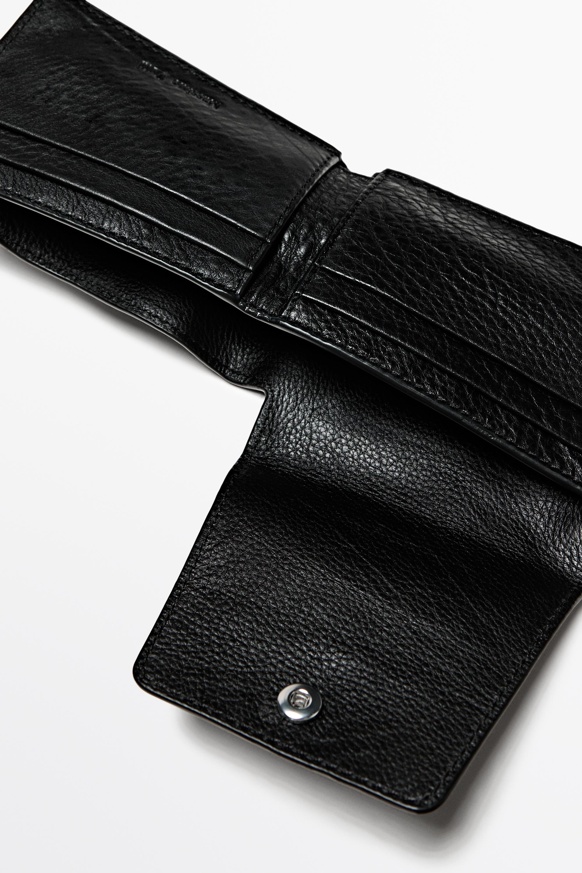 Nappa leather flap wallet — BLACK