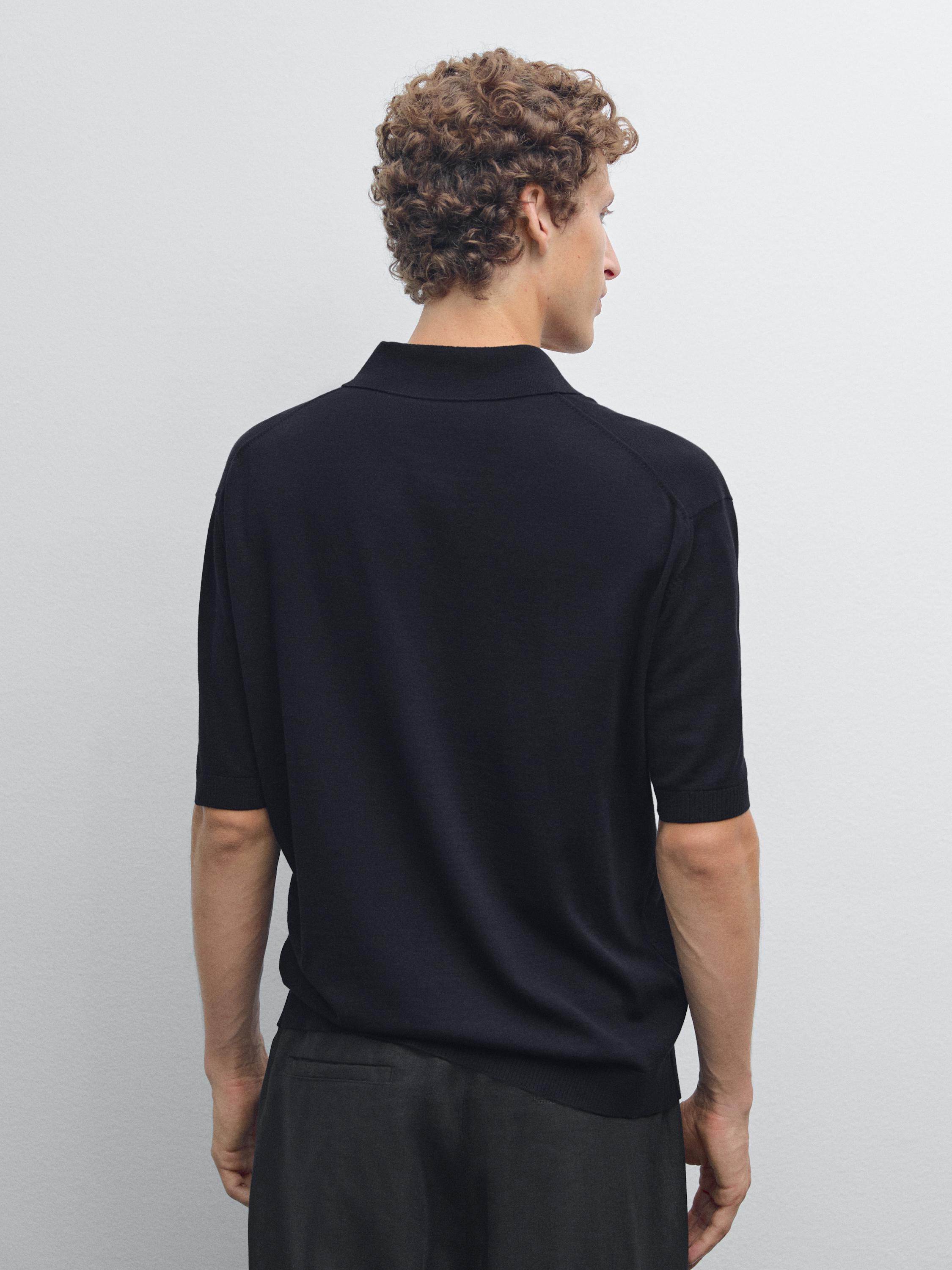 Short sleeve knit polo shirt