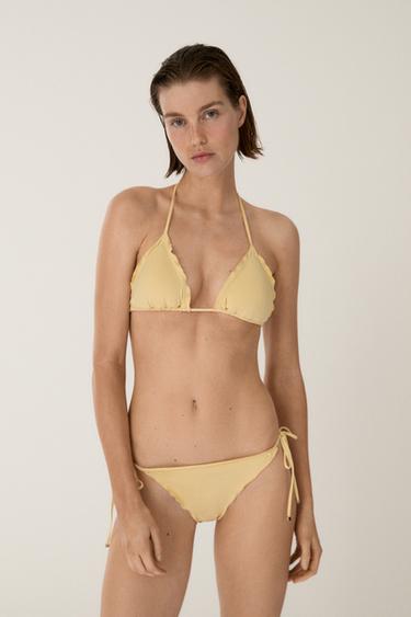 Ruffled triangle bikini top — Vanilla 1