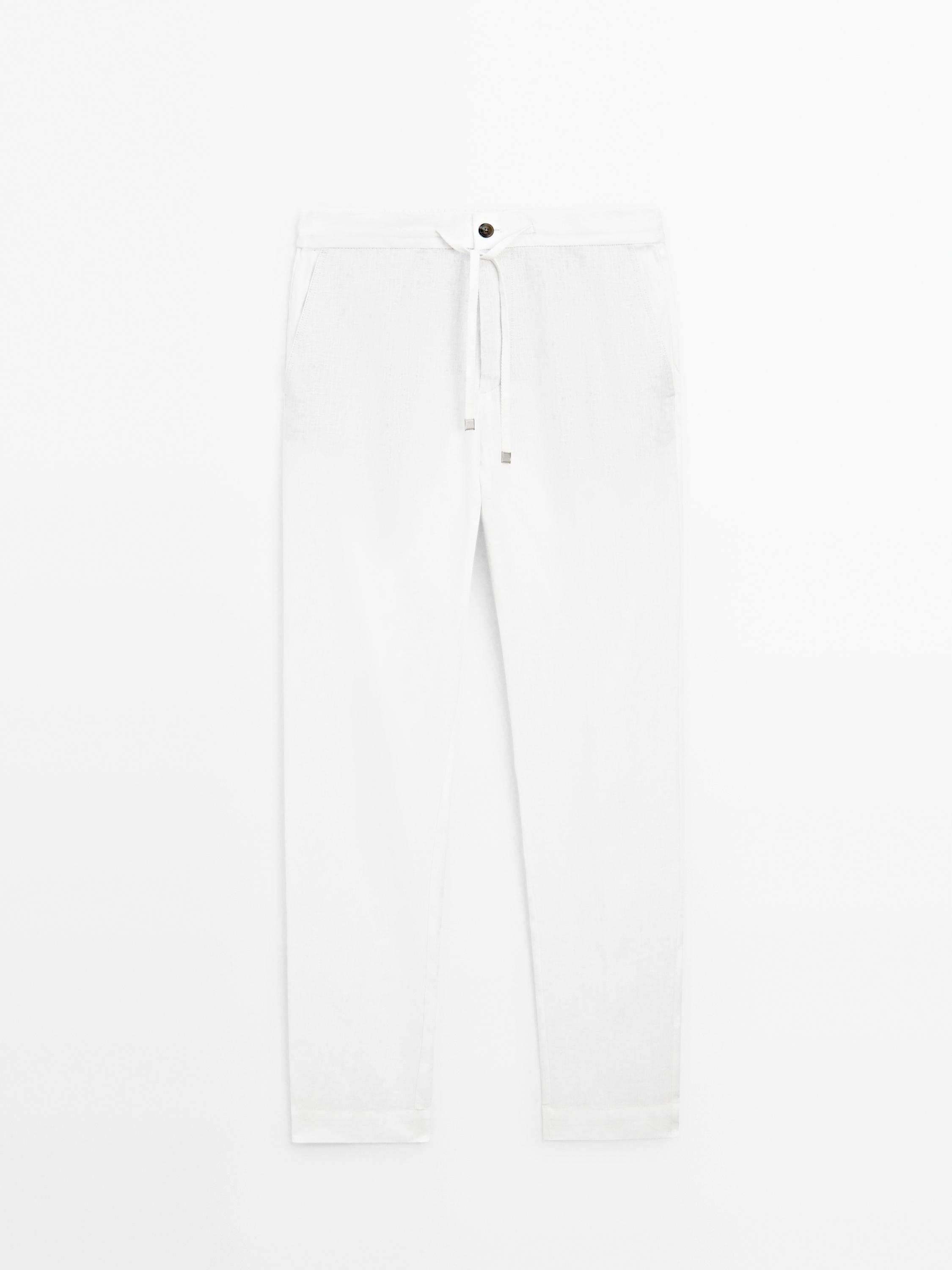 100% linen jogger trousers