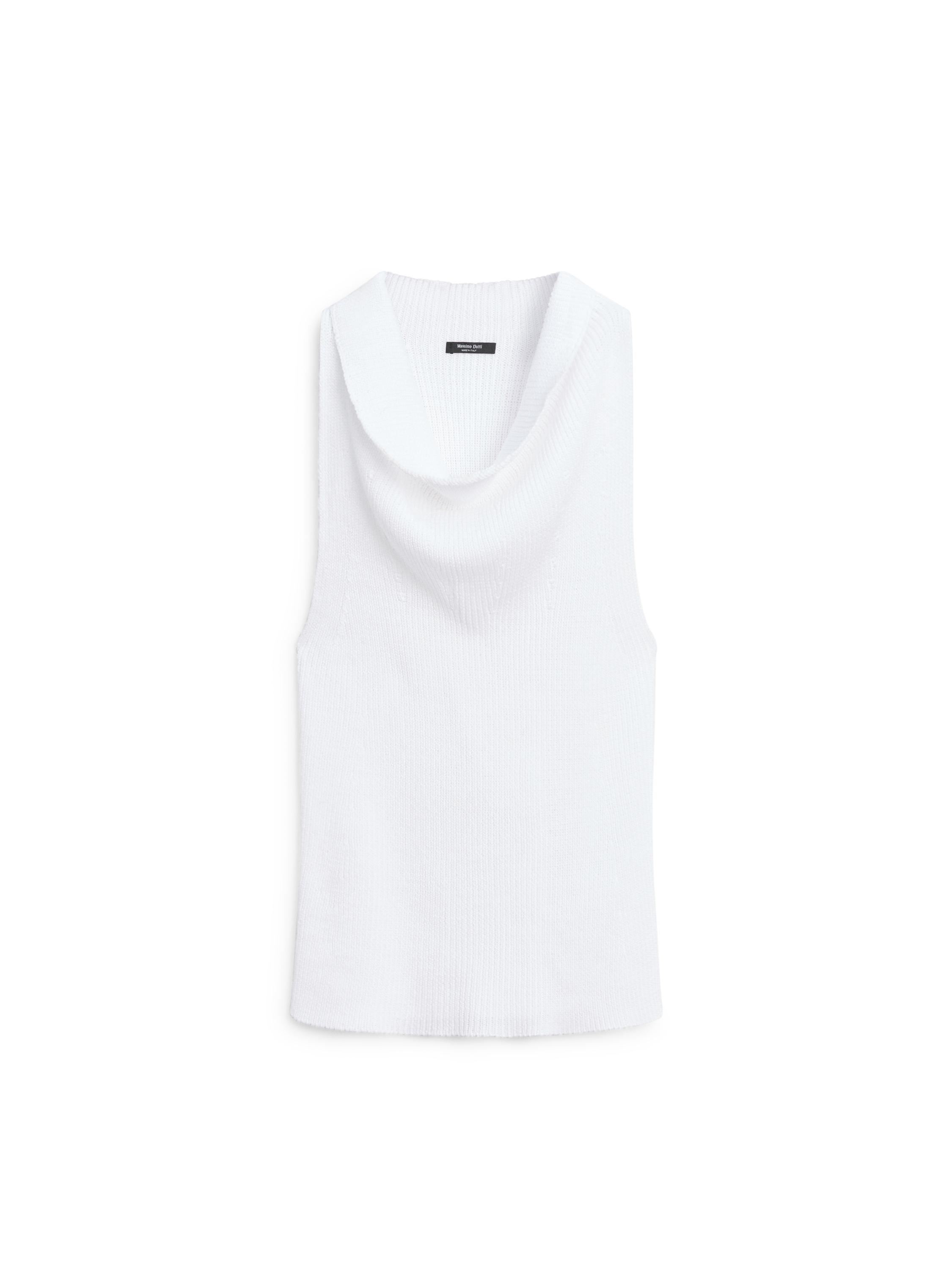 Cotton top with cowl neckline — PURE WHITE